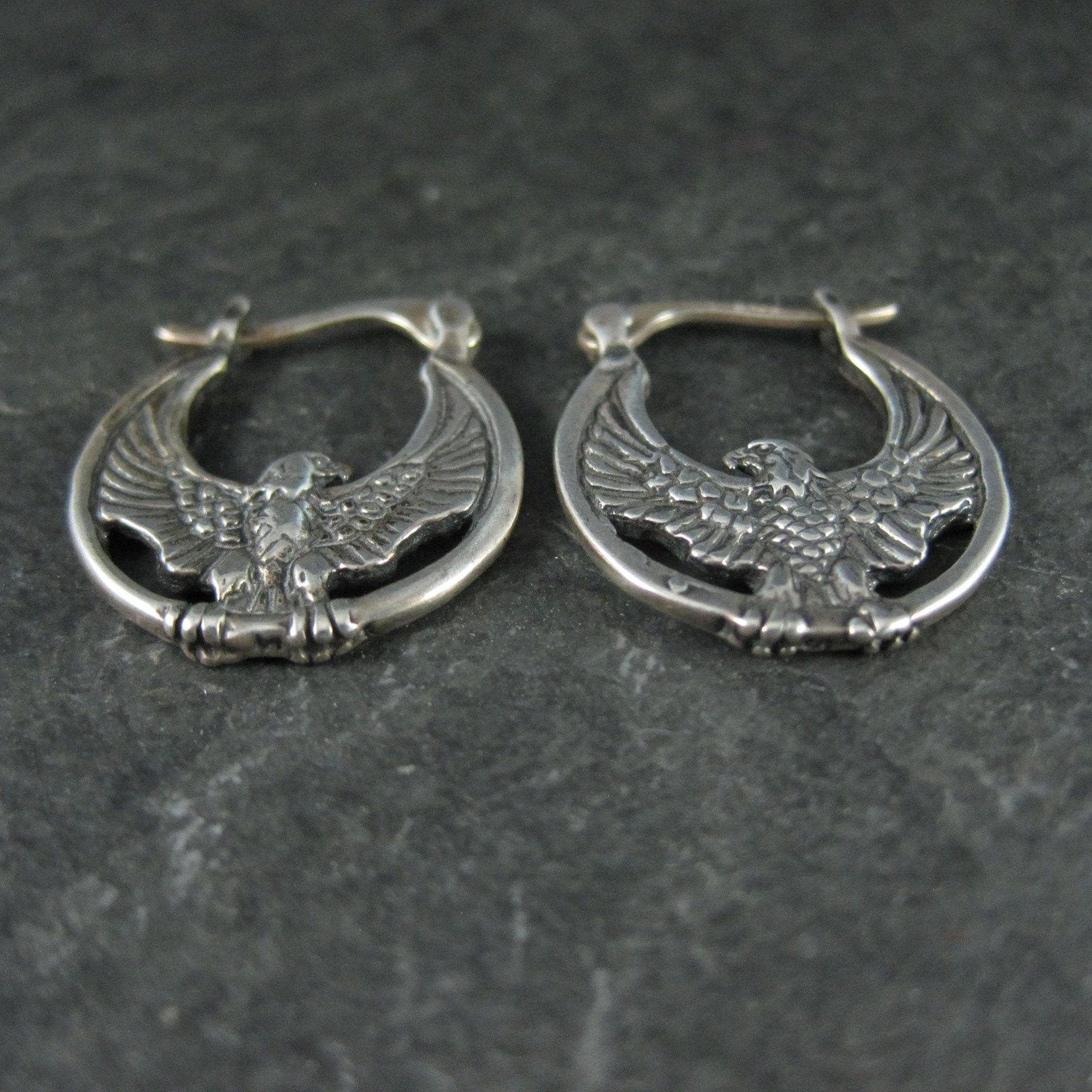 Sterling Silver Eagle Earrings Latch Closures Vintage
