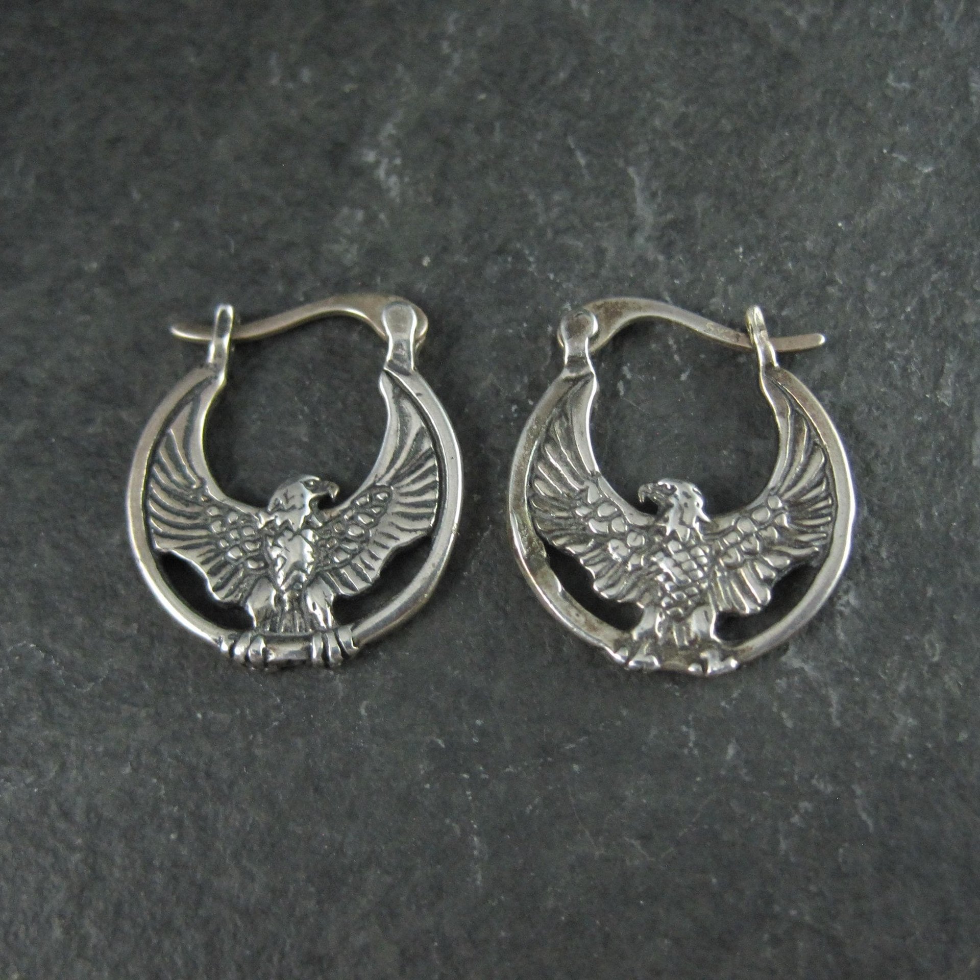 Sterling Silver Eagle Earrings Latch Closures Vintage