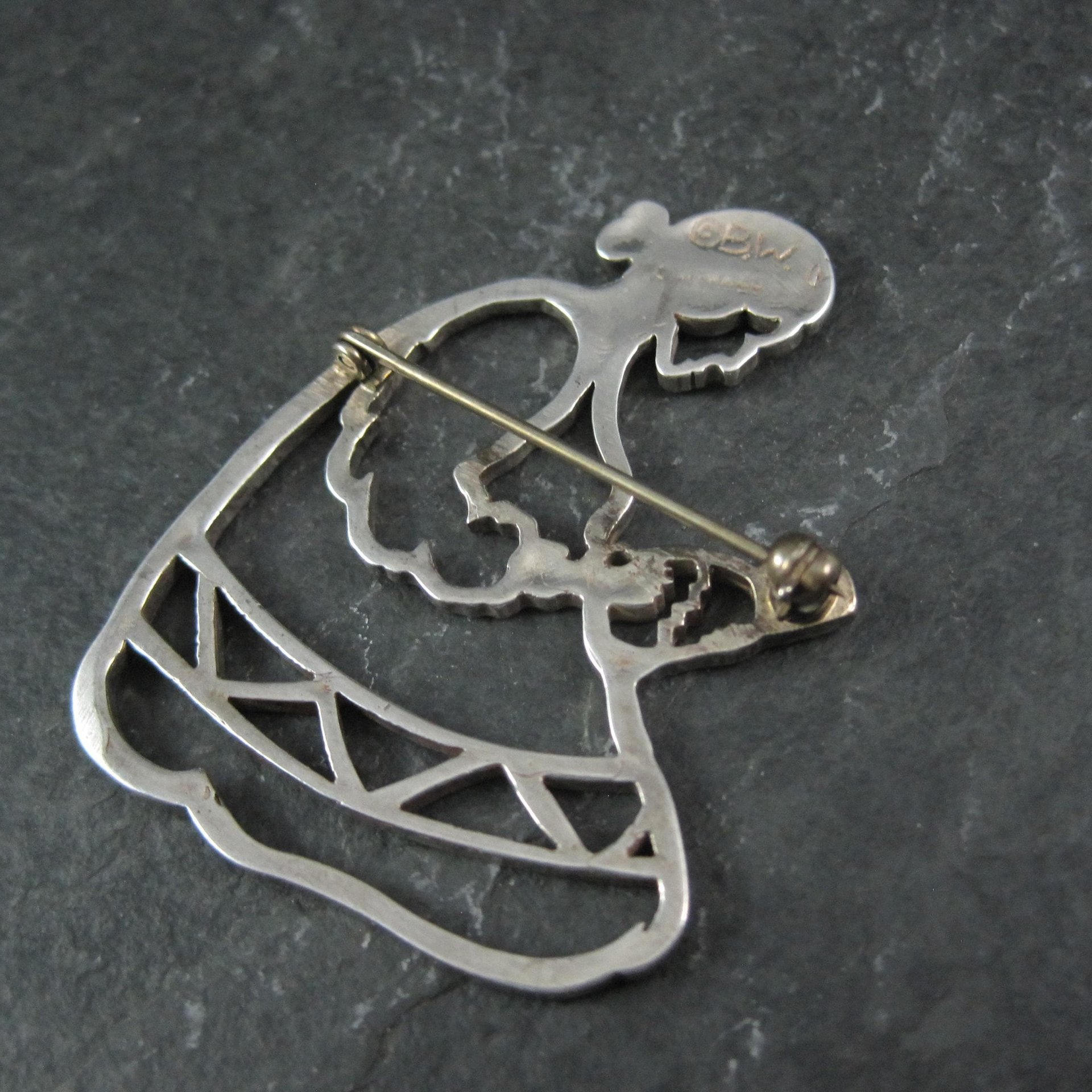 Navajo Mother and Child Brooch Sterling Silver