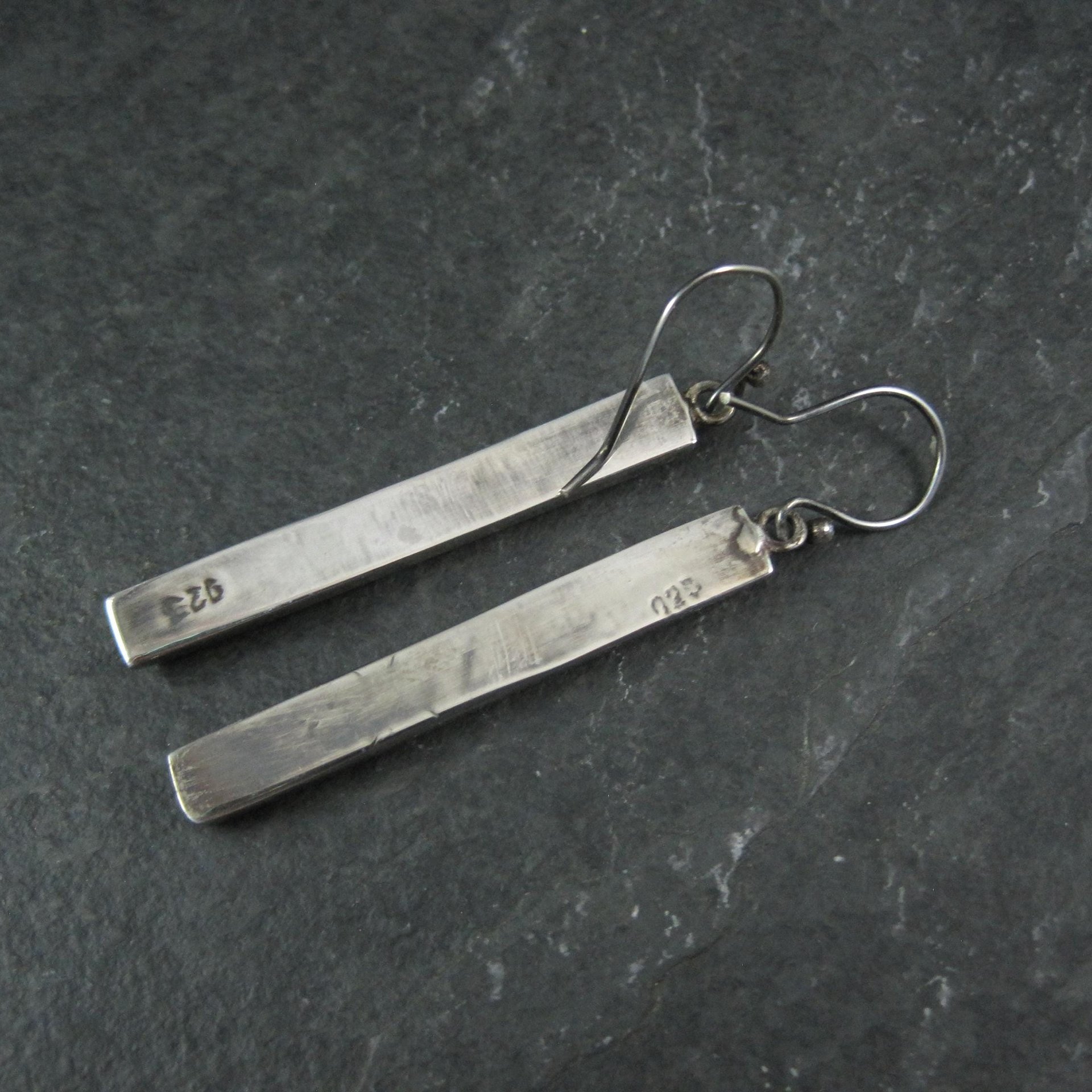 Long Vintage Abalone Earrings Sterling Silver