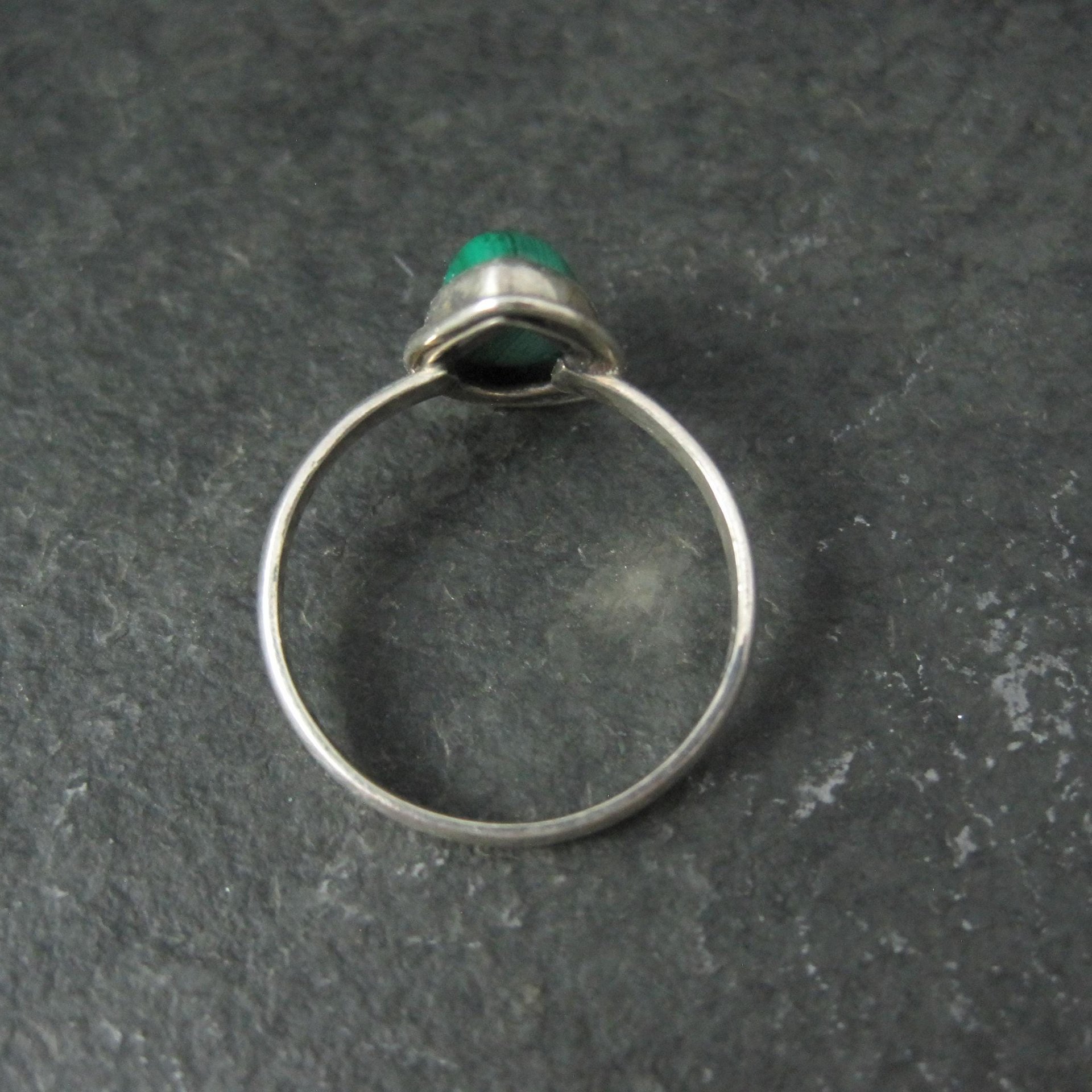 Dainty Sterling Malachite Ring Size 6