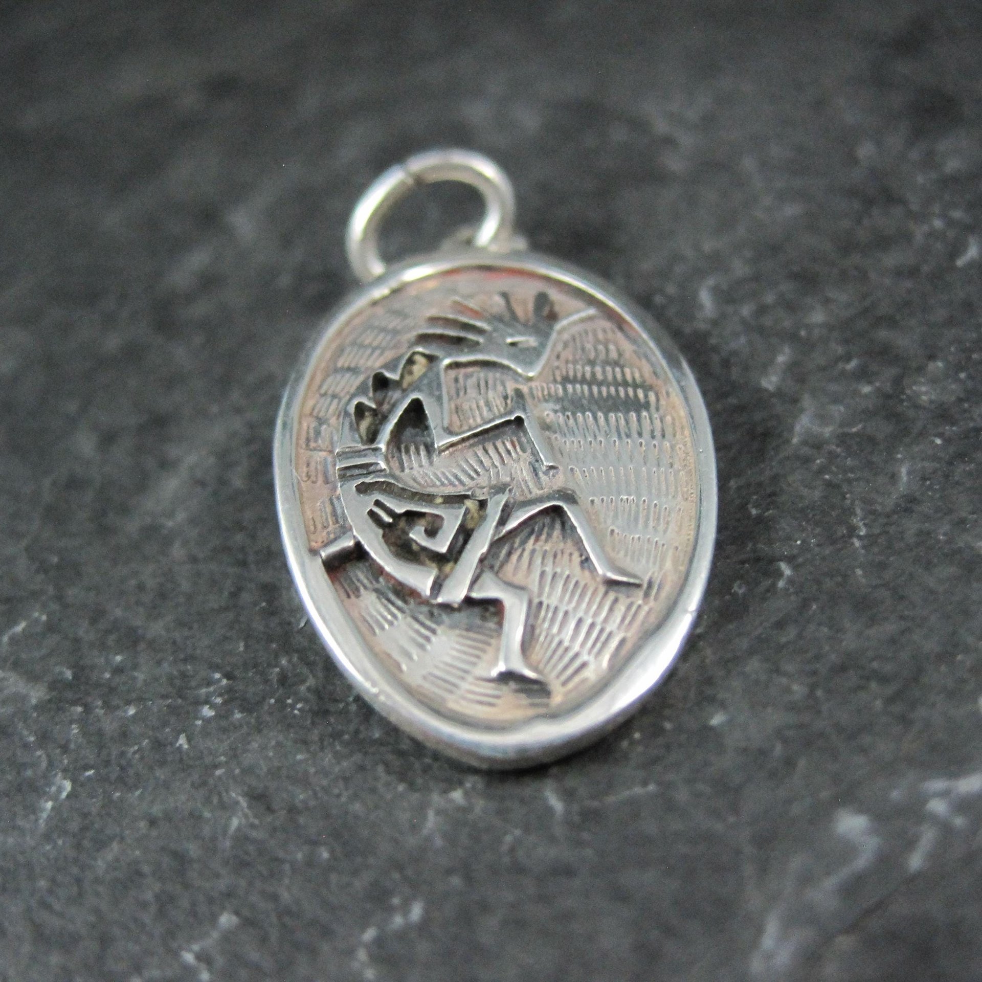 Vintage Sterling Silver Kokopelli Pendant Southwestern Overlay