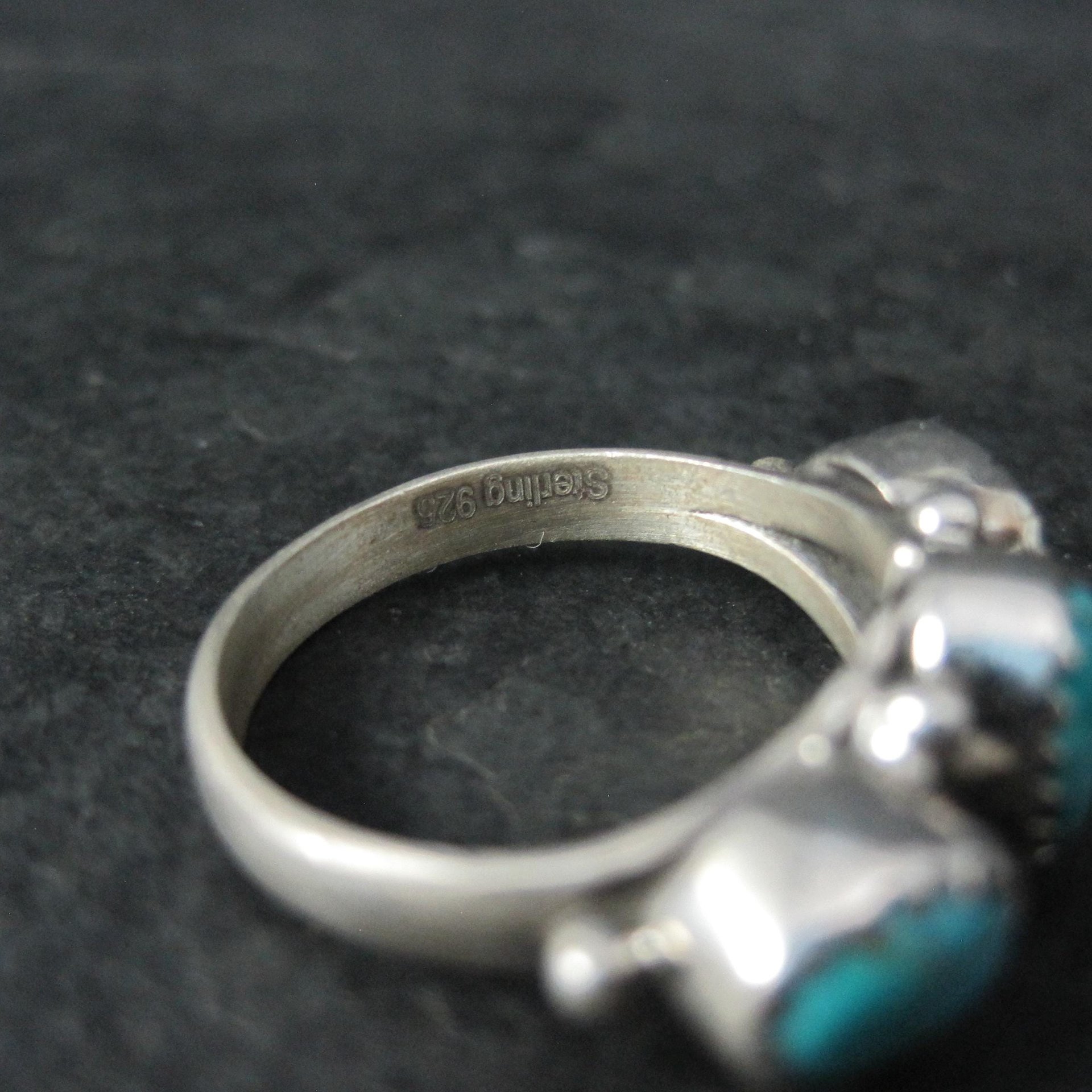 Vintage Sterling 3 Stone Turquoise Ring Size 7