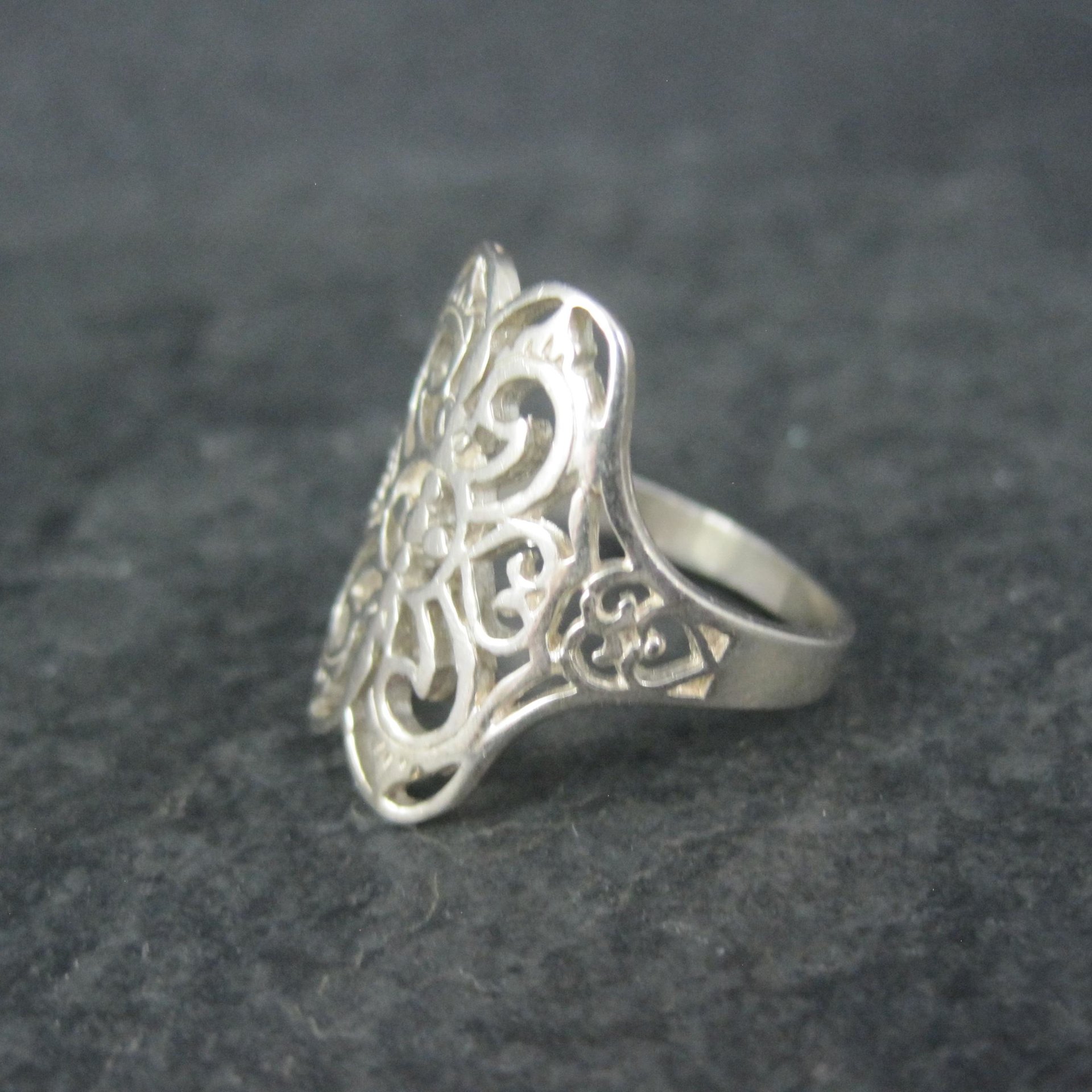 Vintage Sterling Silver Filigree Ring Size 8