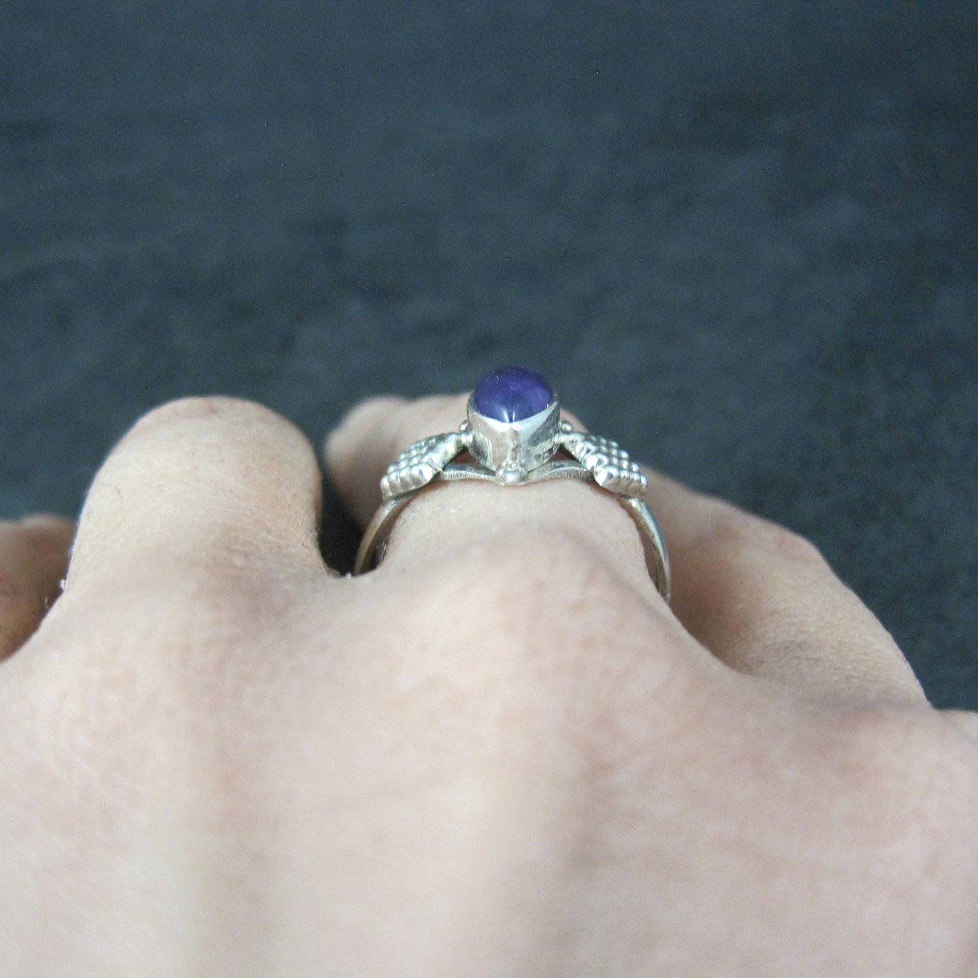 Dainty Sterling Amethyst Ring Size 10 Vintage Silver