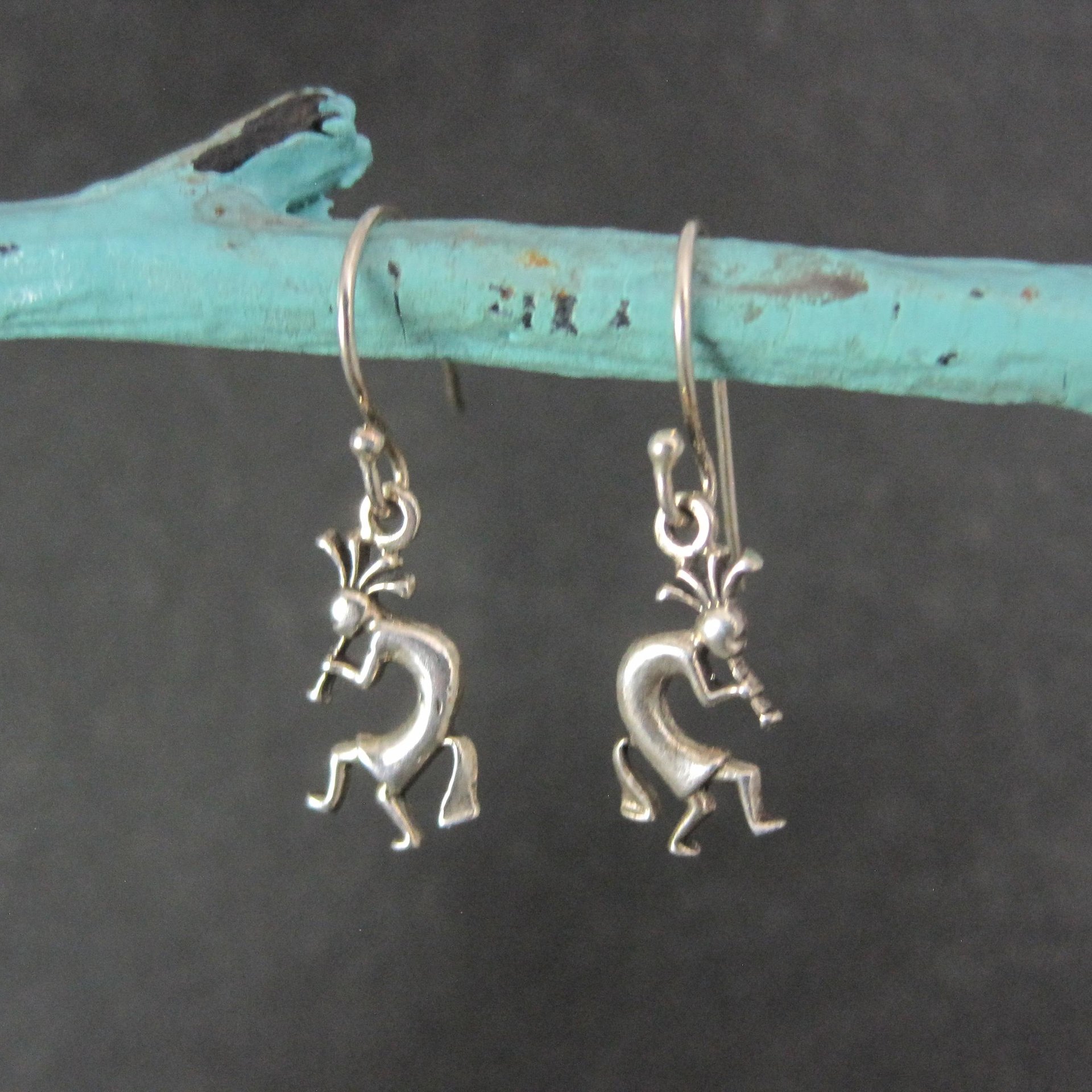 Dainty Sterling Kokopelli Earrings - Vintage Southwestern Silver Dangles