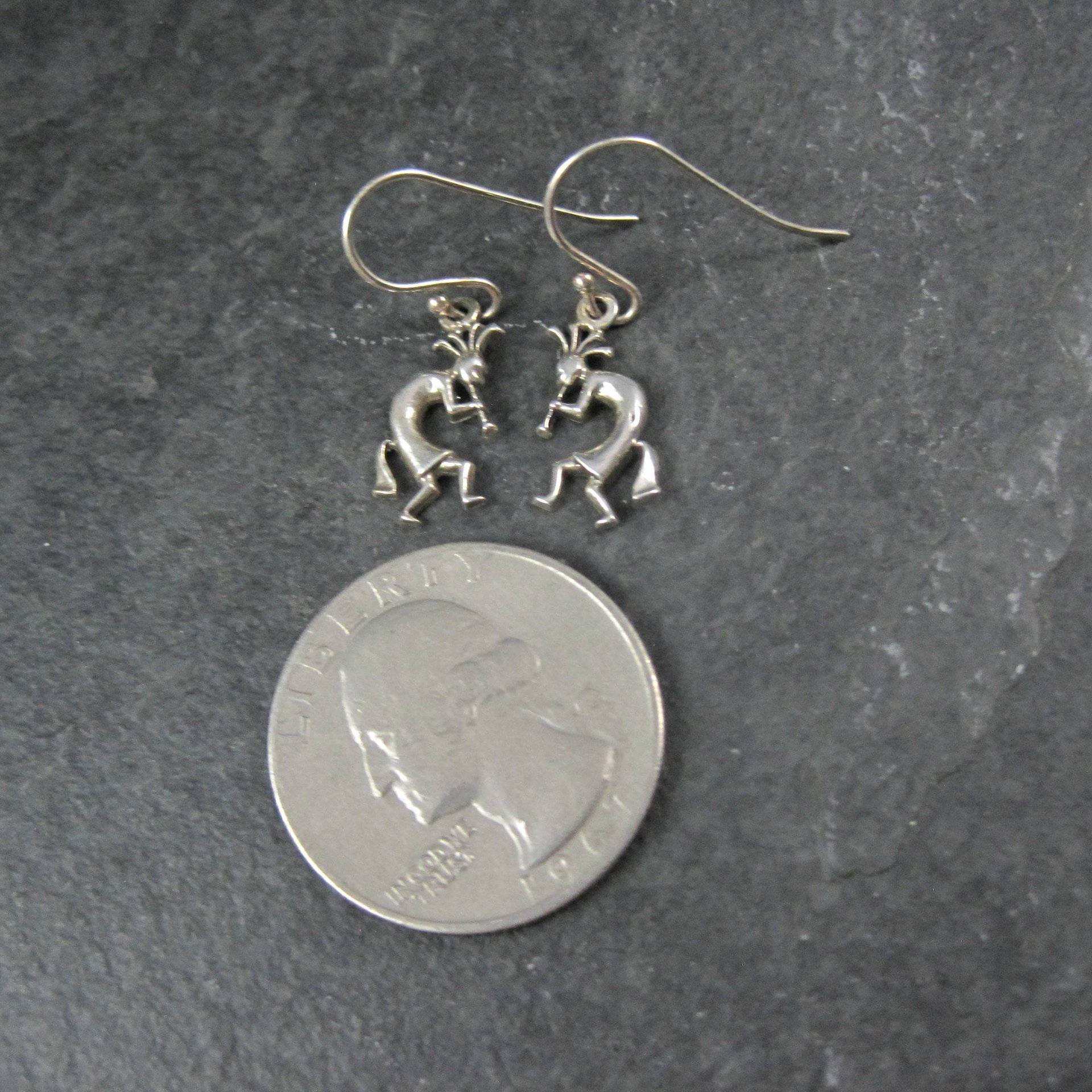 Dainty Sterling Kokopelli Earrings - Vintage Southwestern Silver Dangles