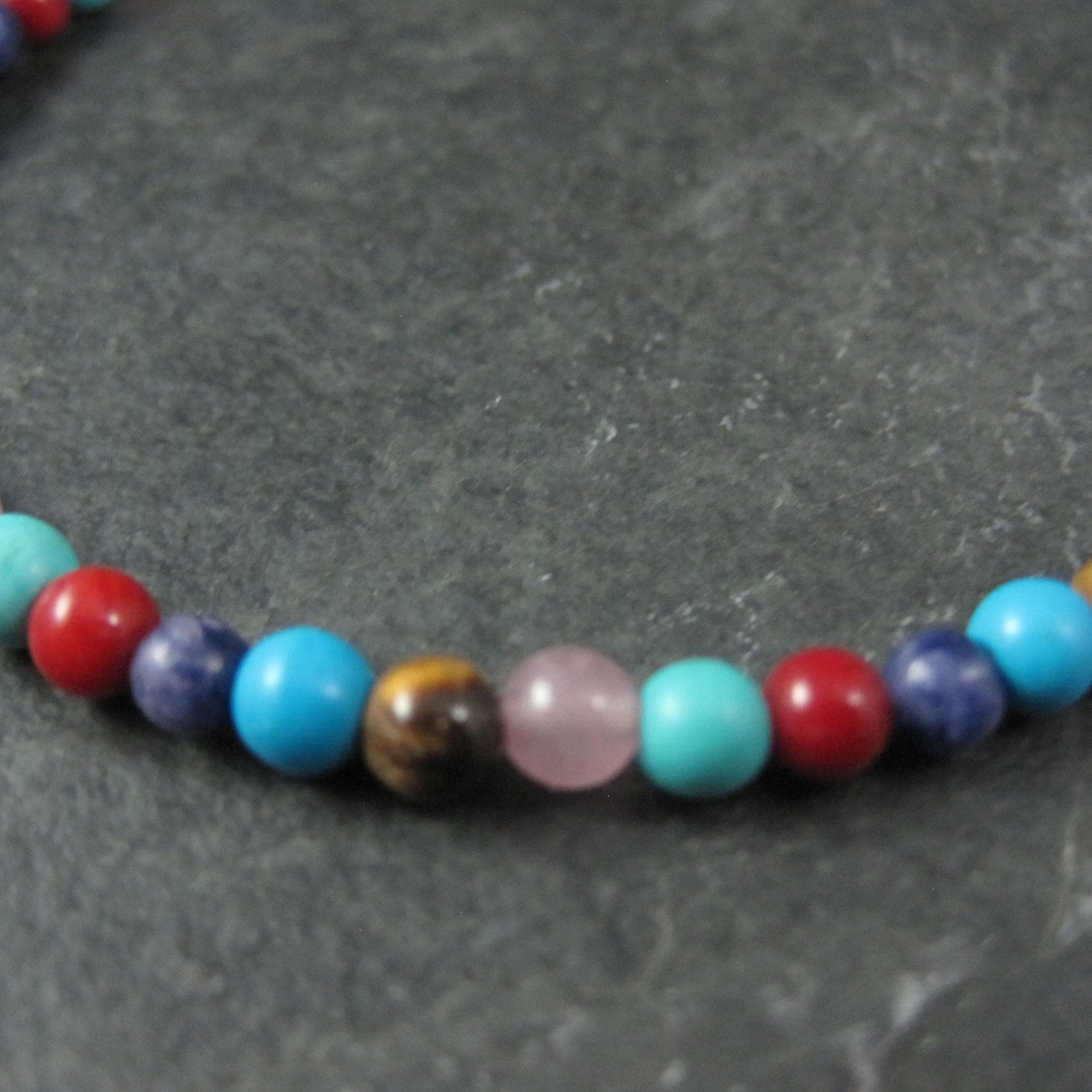 Estate Sterling 4MM Gemstone Bead Necklace