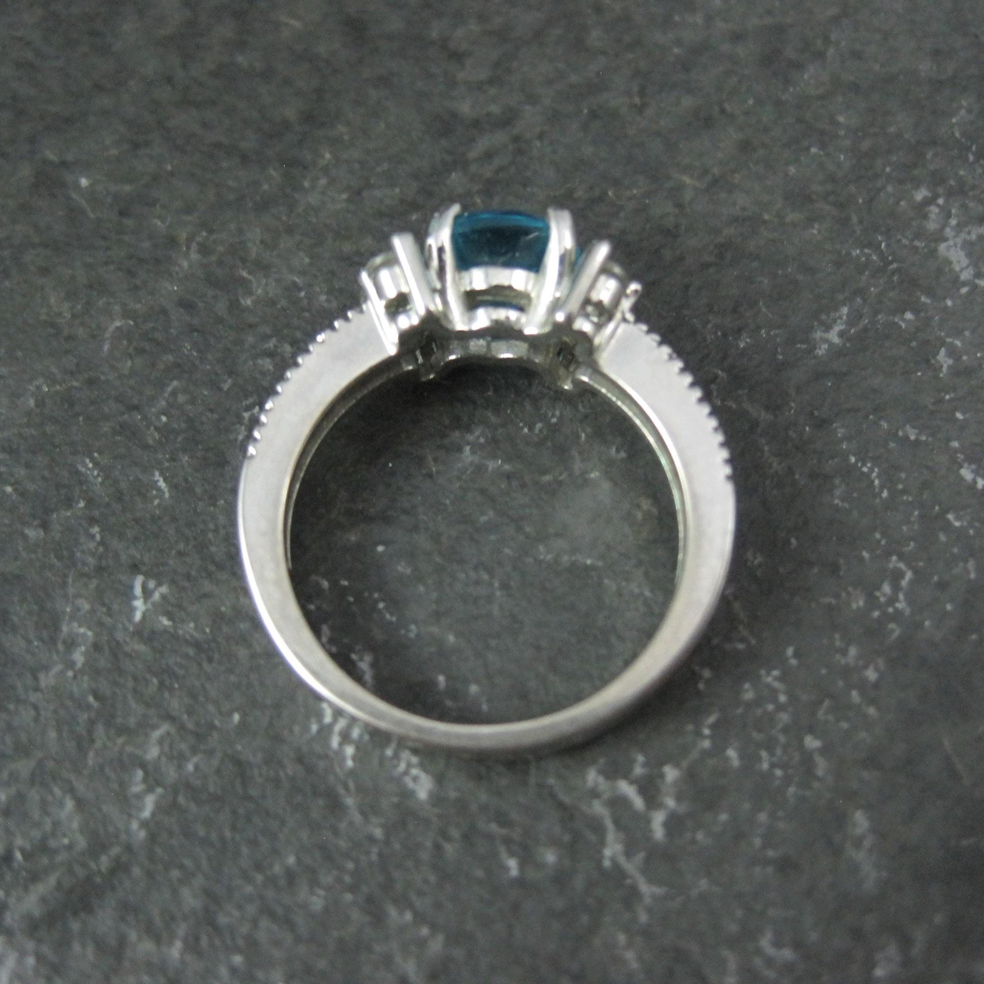 Estate Sterling Blue Cubic Zirconia Ring Size 6