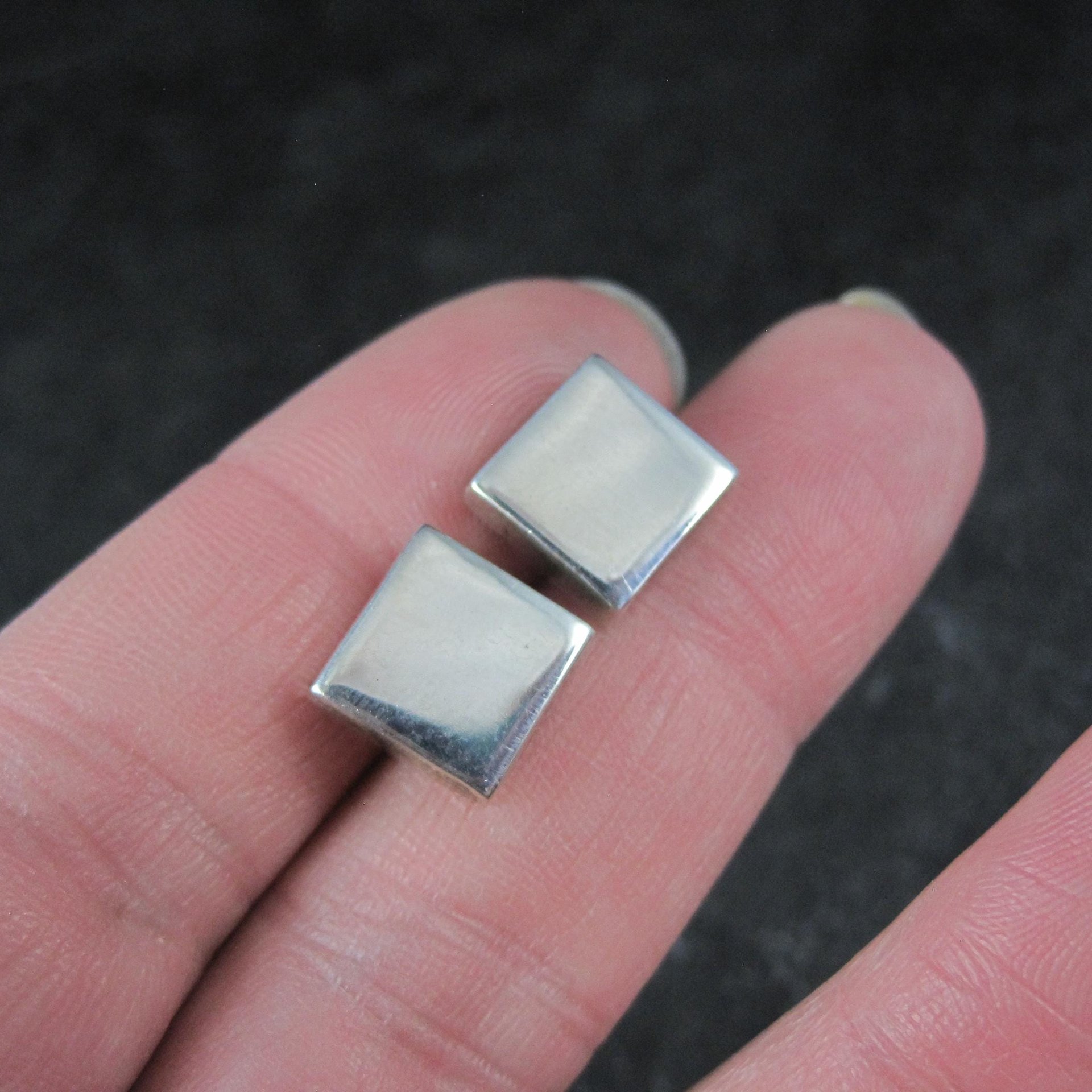 Vintage Sterling Silver Square Earrings 10MM