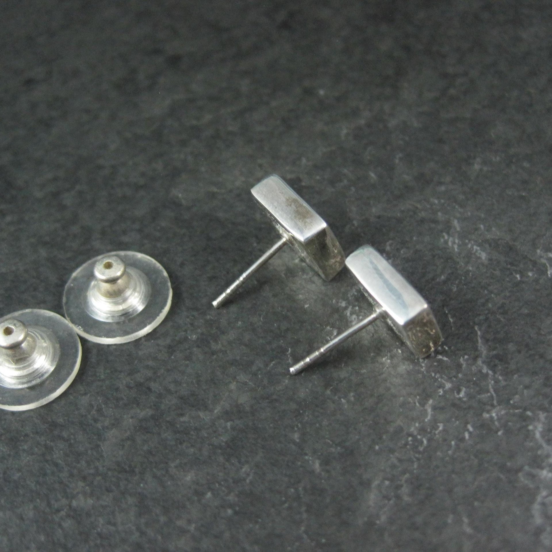 Vintage Sterling Silver Square Earrings 10MM