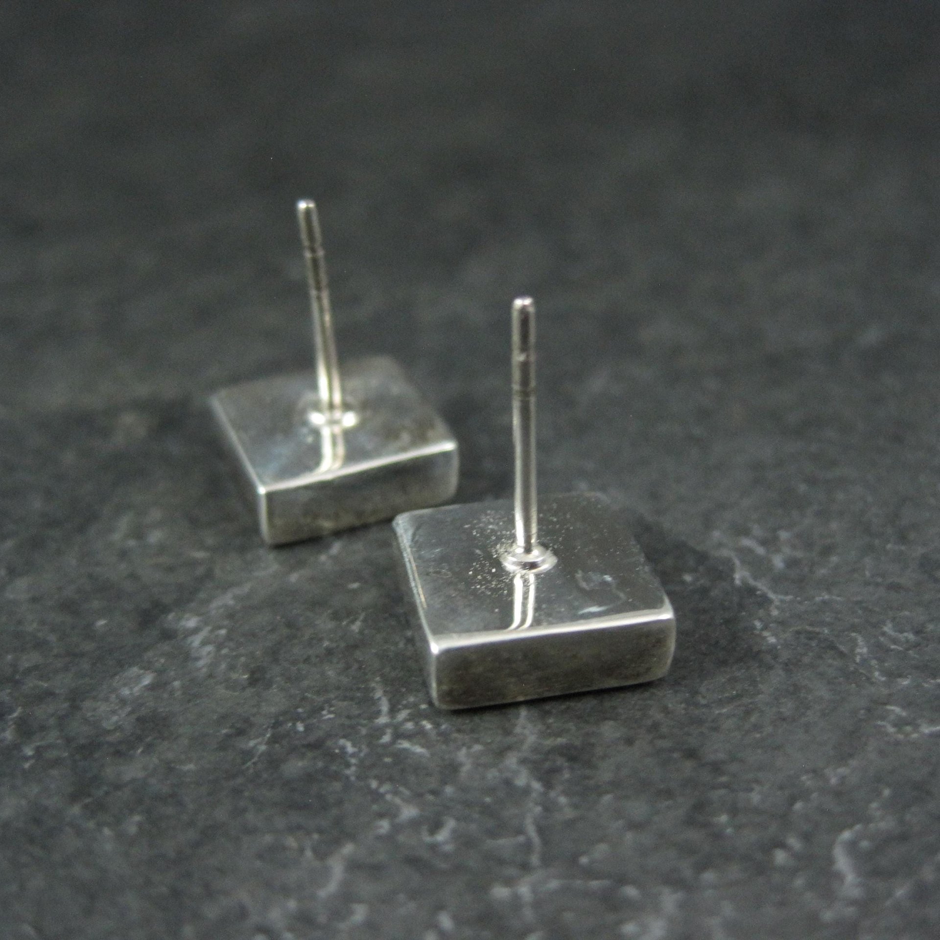 Vintage Sterling Silver Square Earrings 10MM
