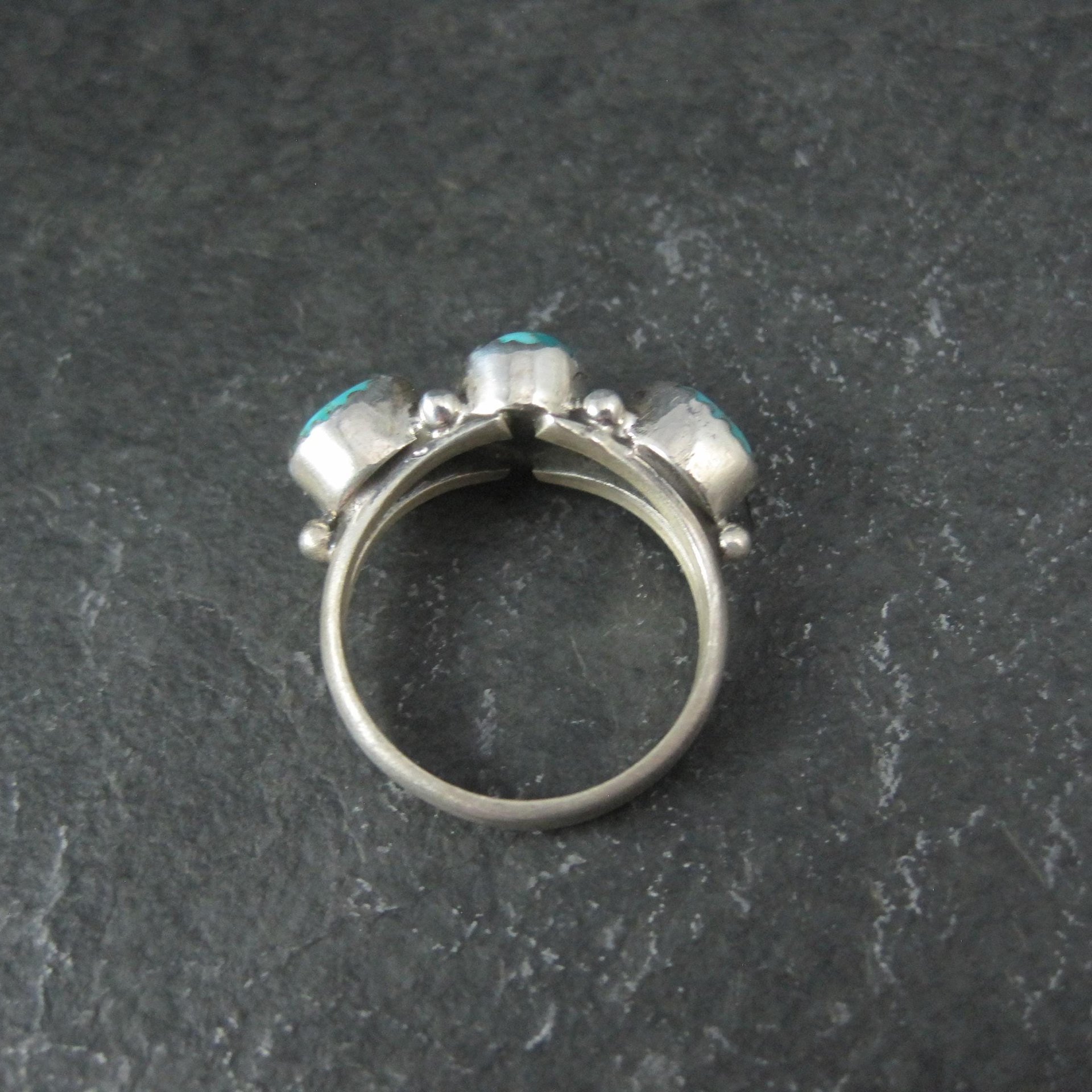 Vintage Sterling 3 Stone Turquoise Ring Size 7