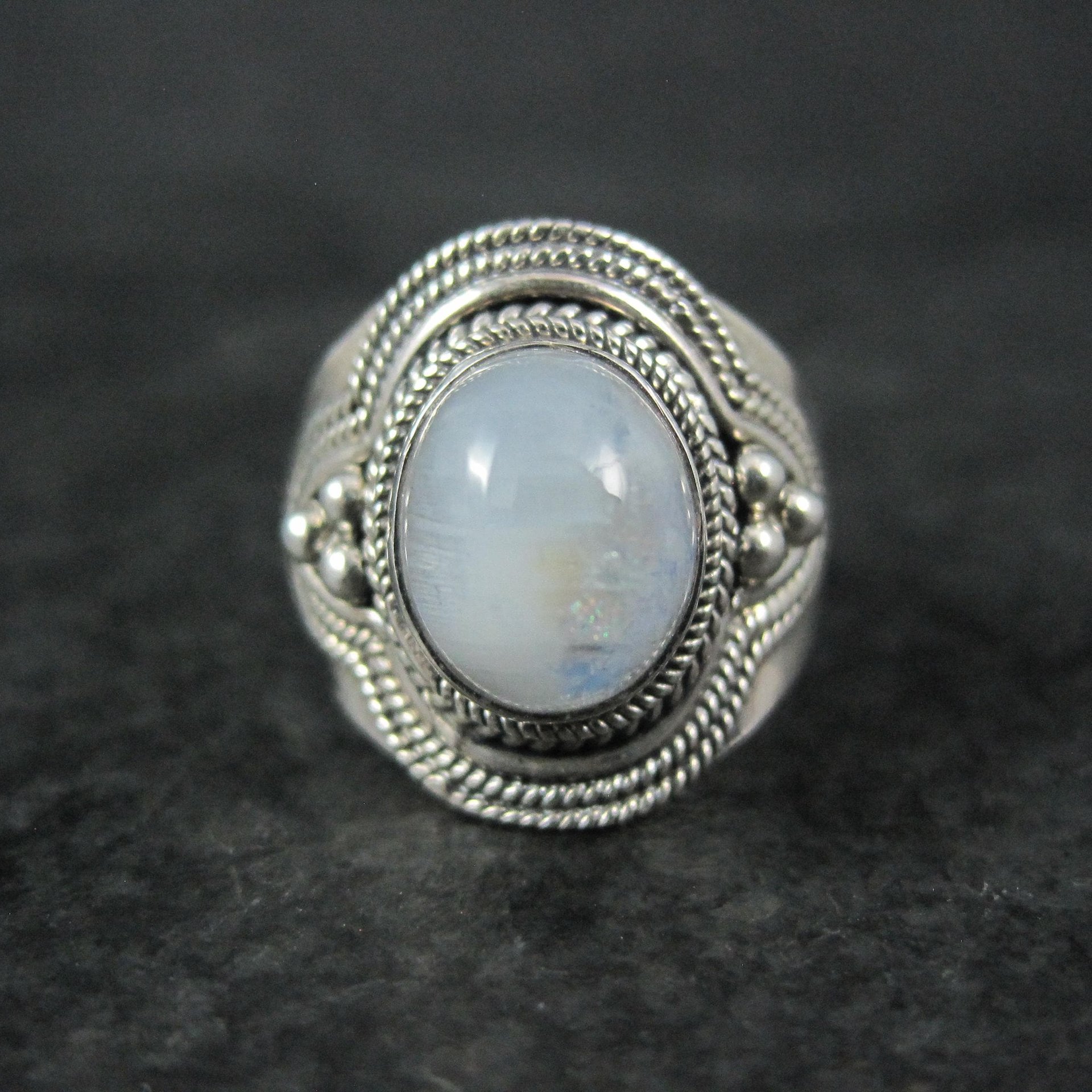 Sterling Silver Rainbow Moonstone Ring Size 7