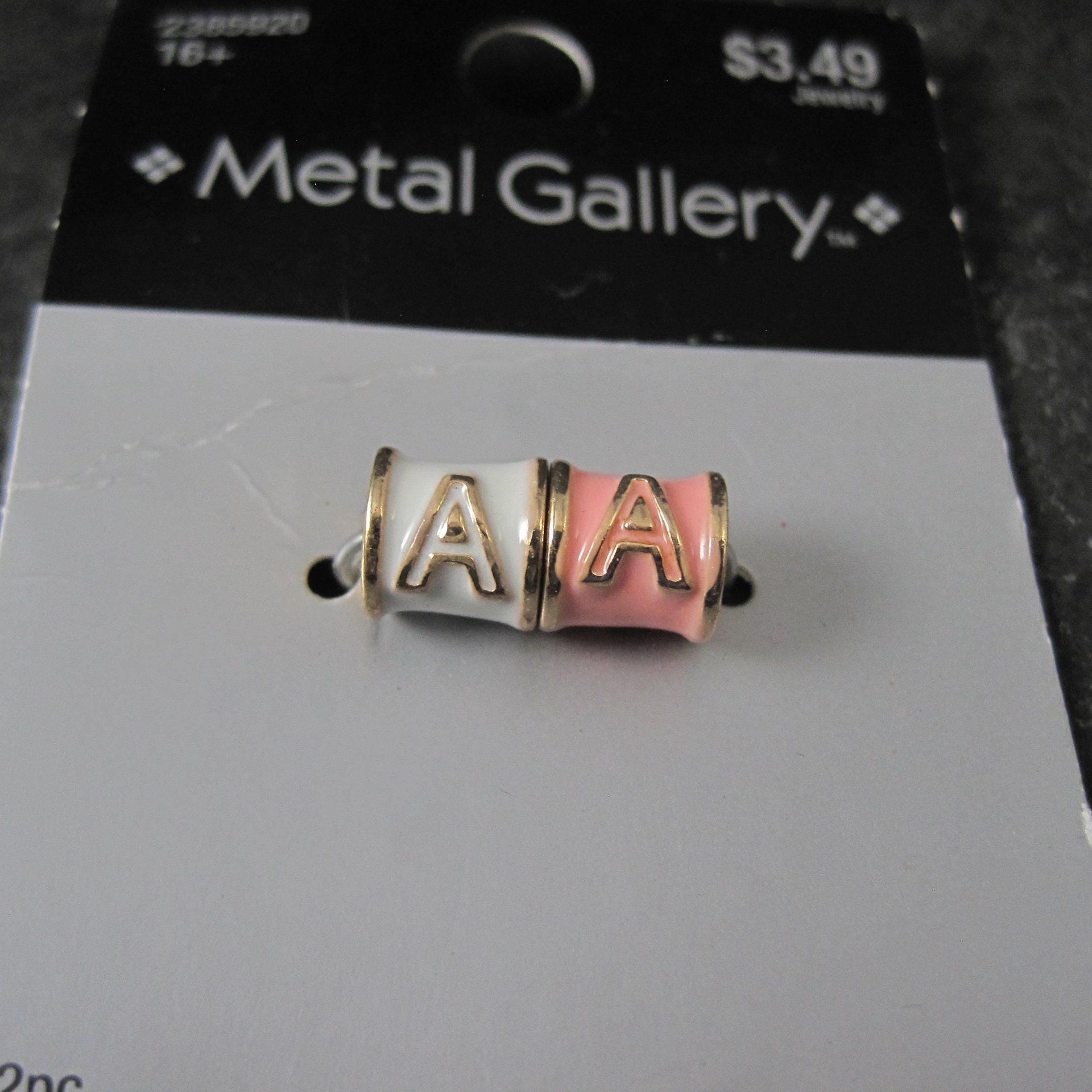 Enamel Initial A Barrel Beads