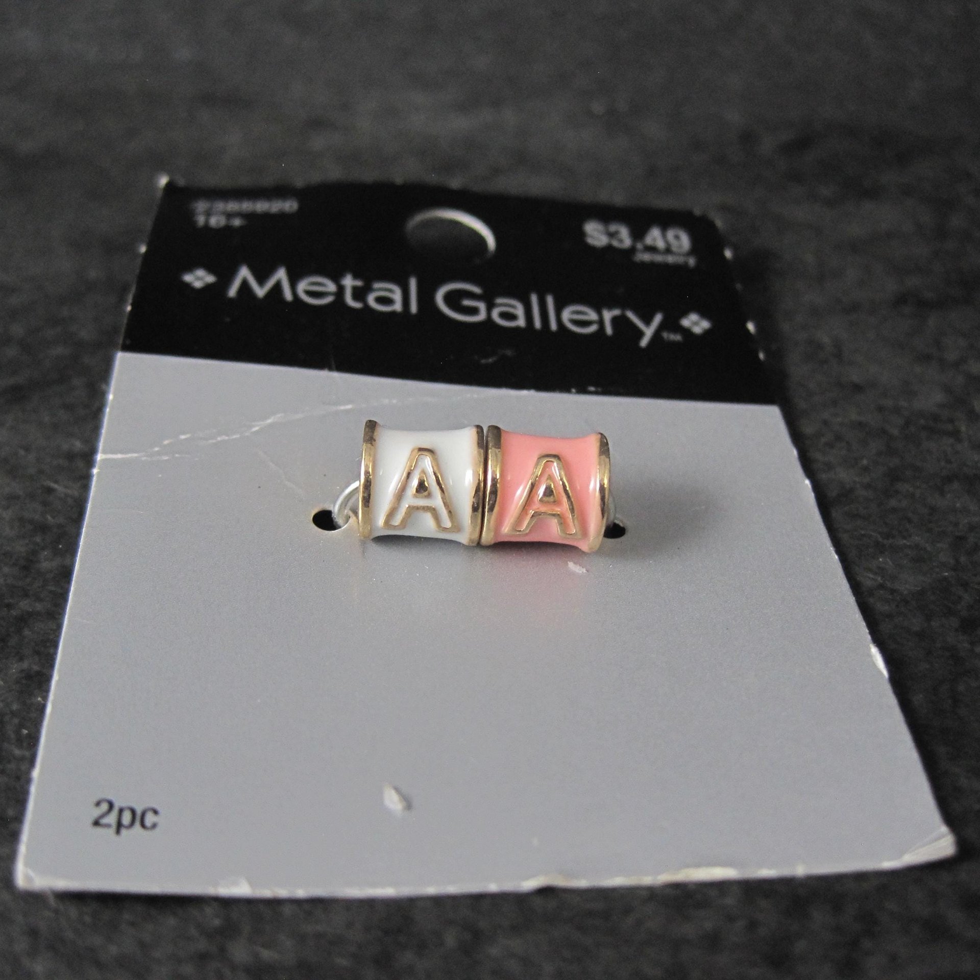 Enamel Initial A Barrel Beads