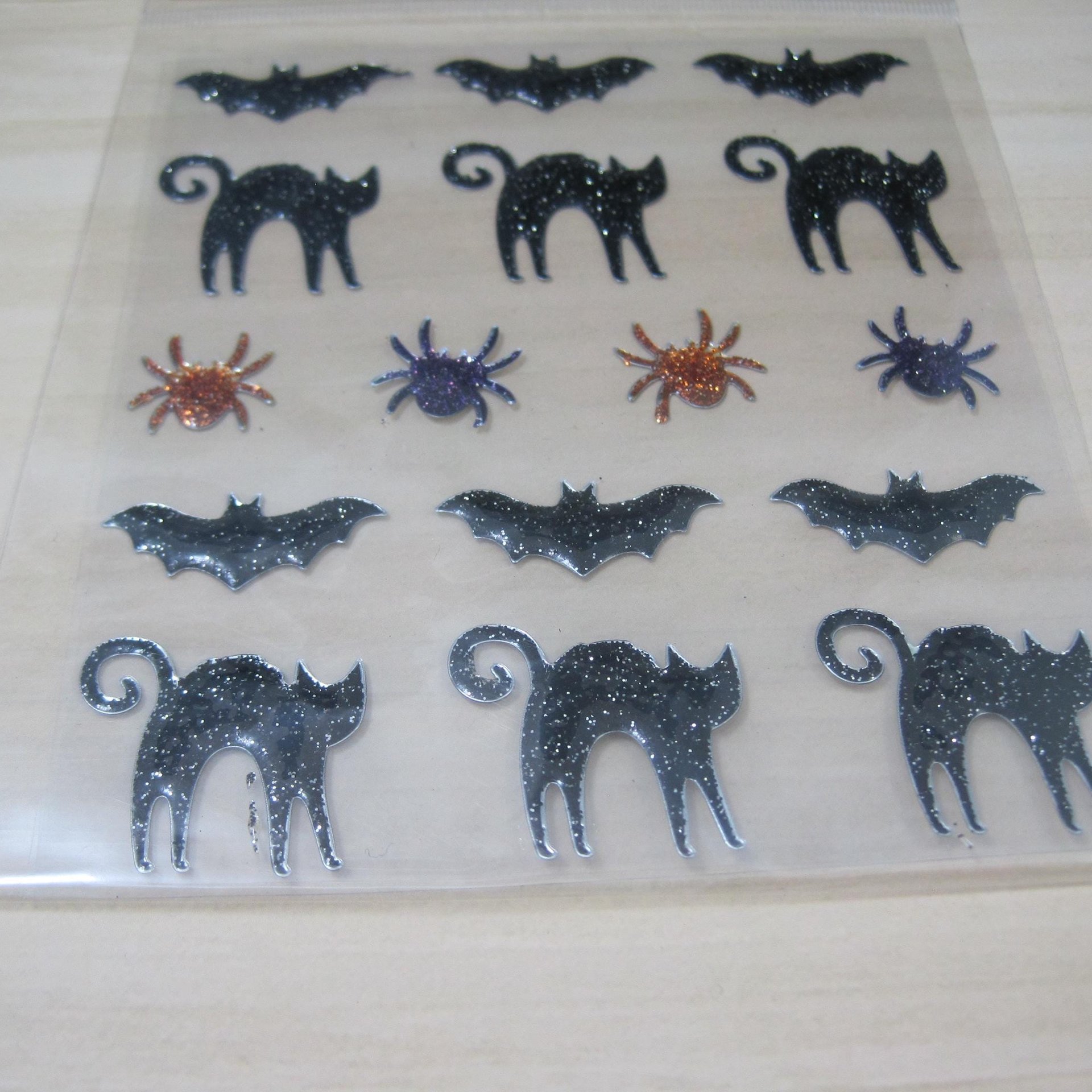 Glitter Cat Bat Spider Halloween Stickers Recollections Scrapbooking