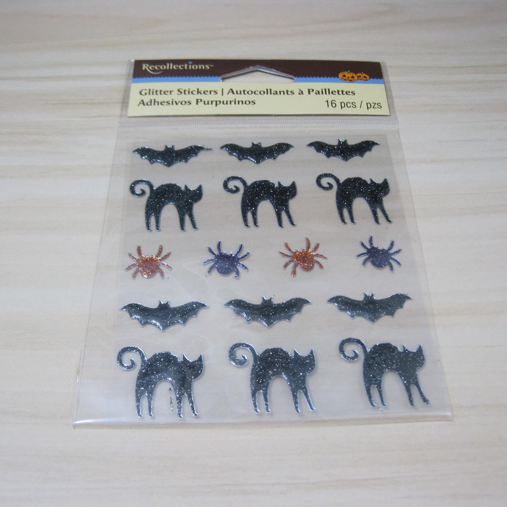 Glitter Cat Bat Spider Halloween Stickers Recollections Scrapbooking