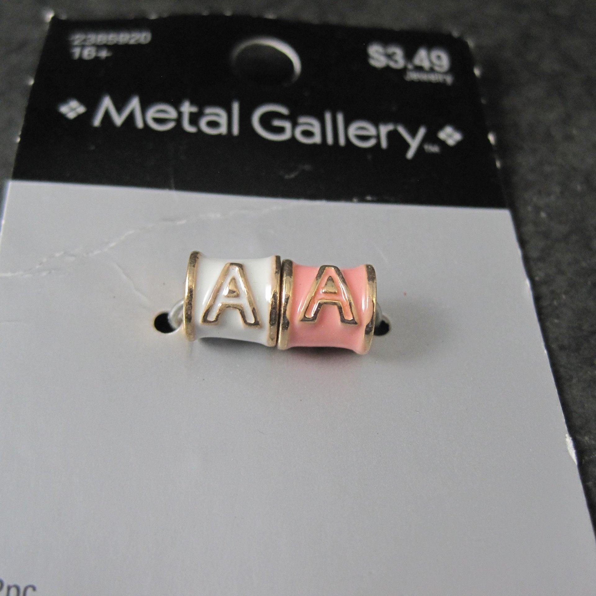 Enamel Initial A Barrel Beads
