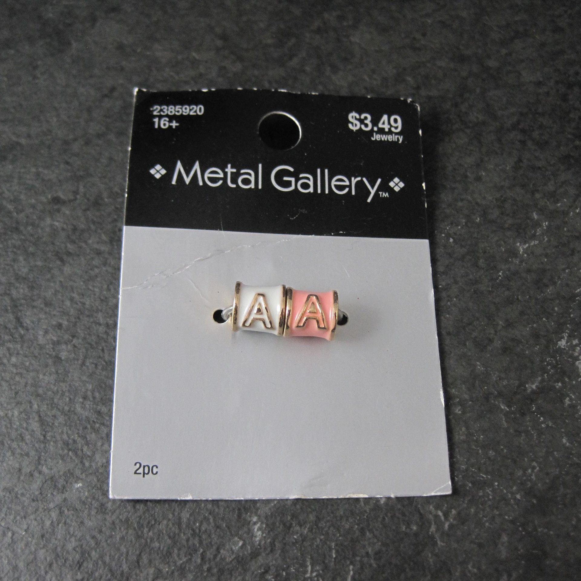 Enamel Initial A Barrel Beads