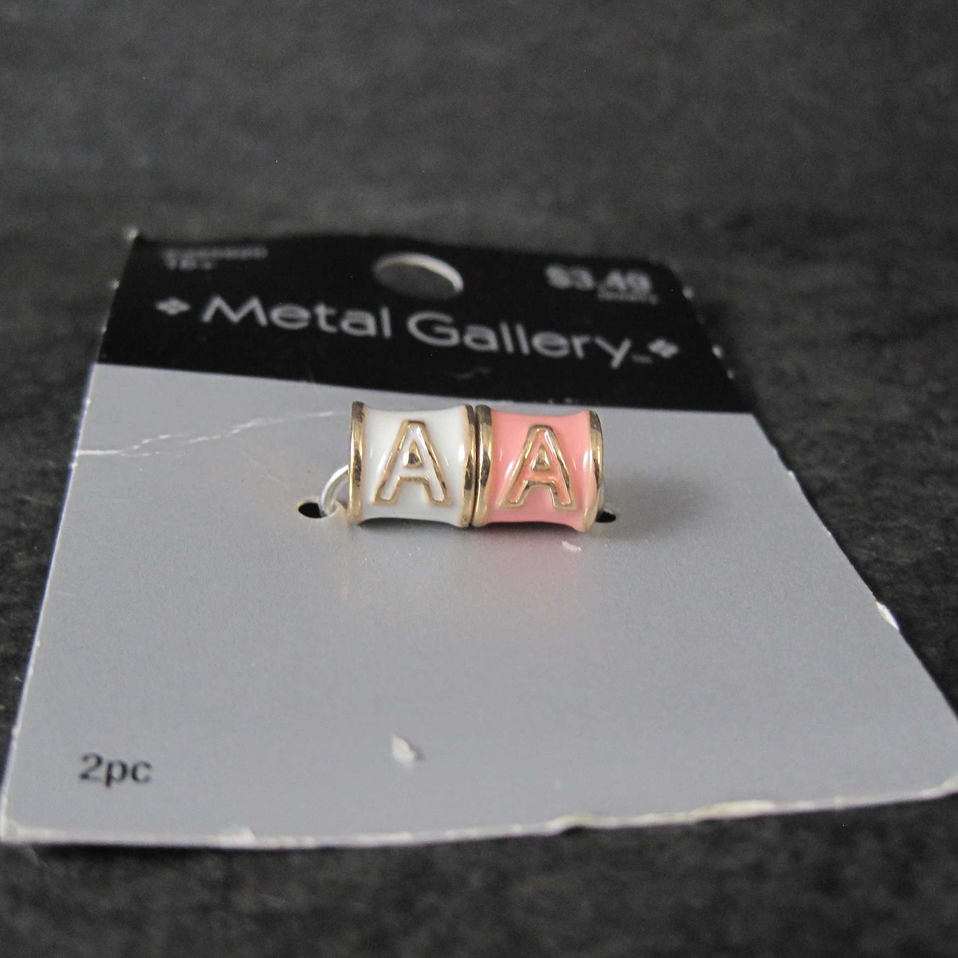 Enamel Initial A Barrel Beads