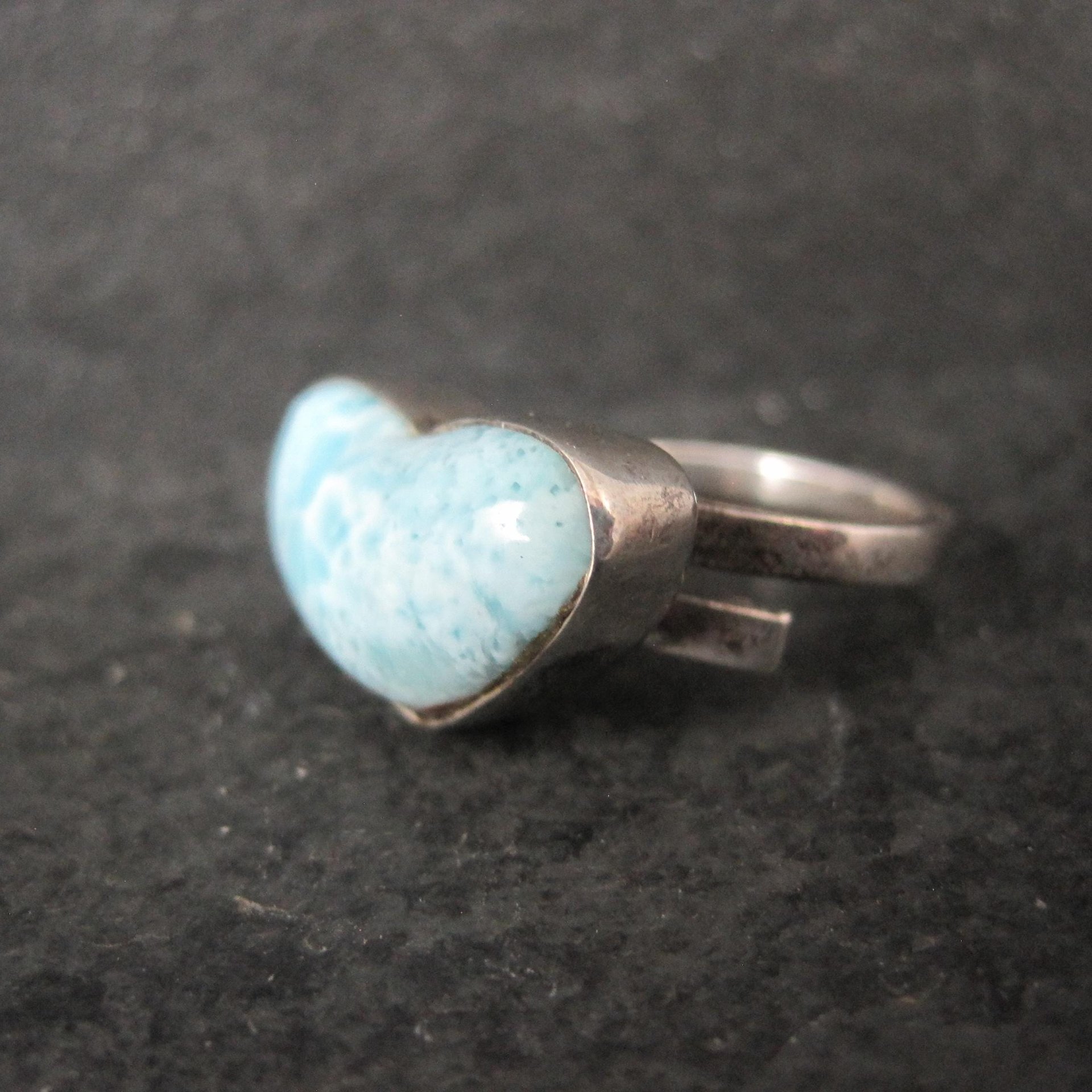 Larimar Heart Ring Sterling Silver Adjustable
