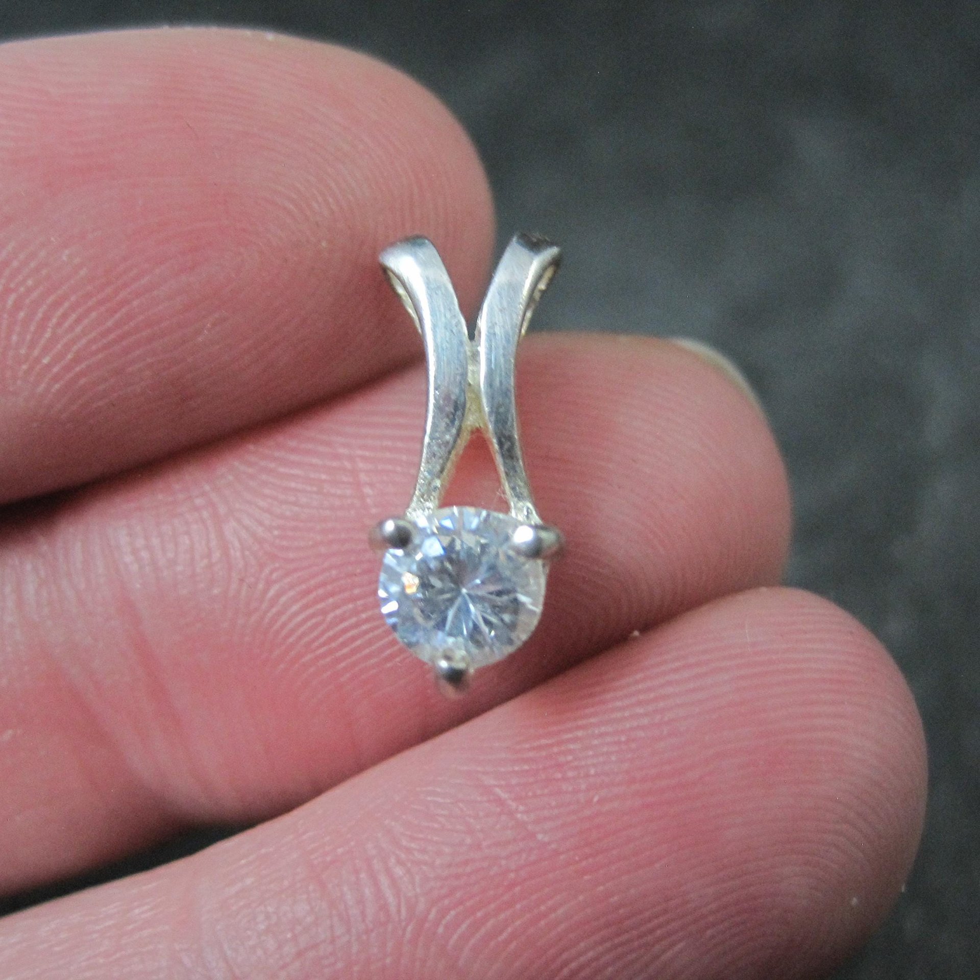 Tiny Sterling Silver Cz Pendant