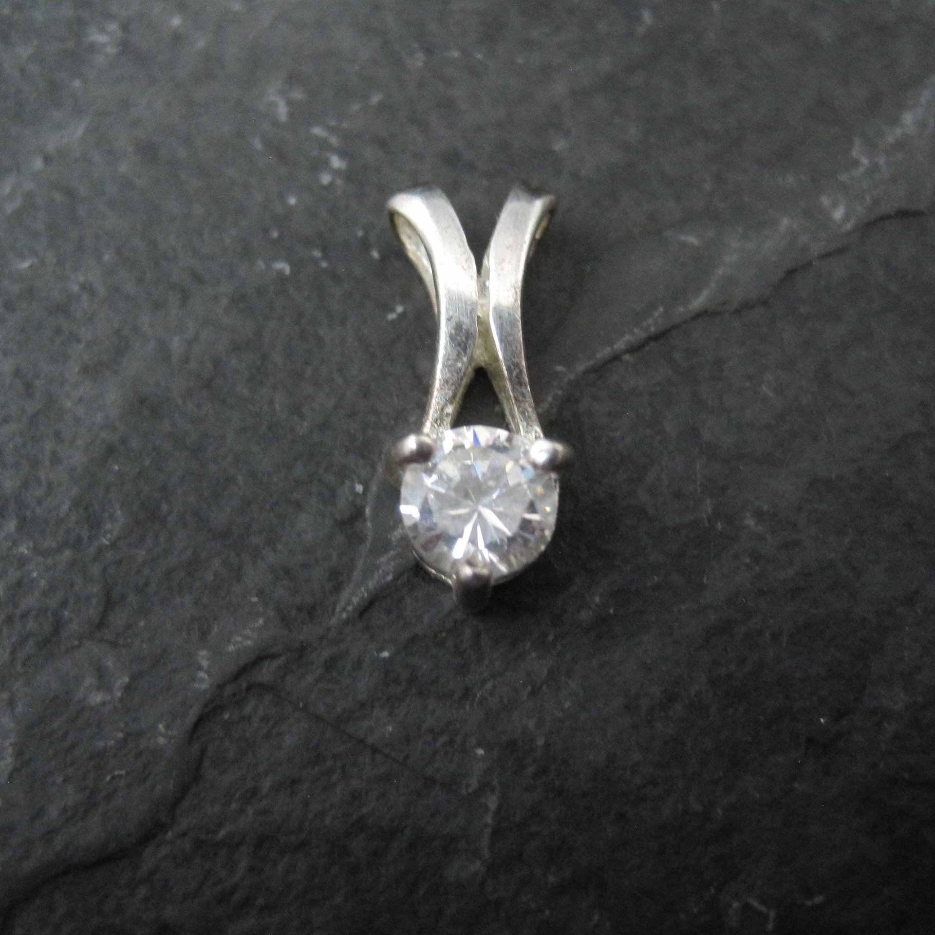 Tiny Sterling Silver Cz Pendant