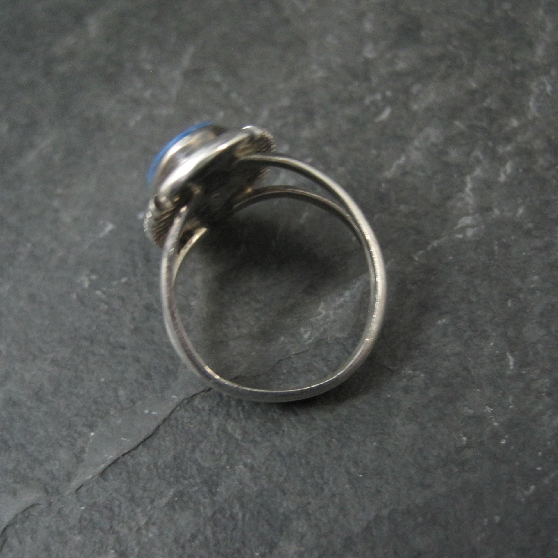 Vintage Sterling Inlay Ring Size 7 Southwestern Silver