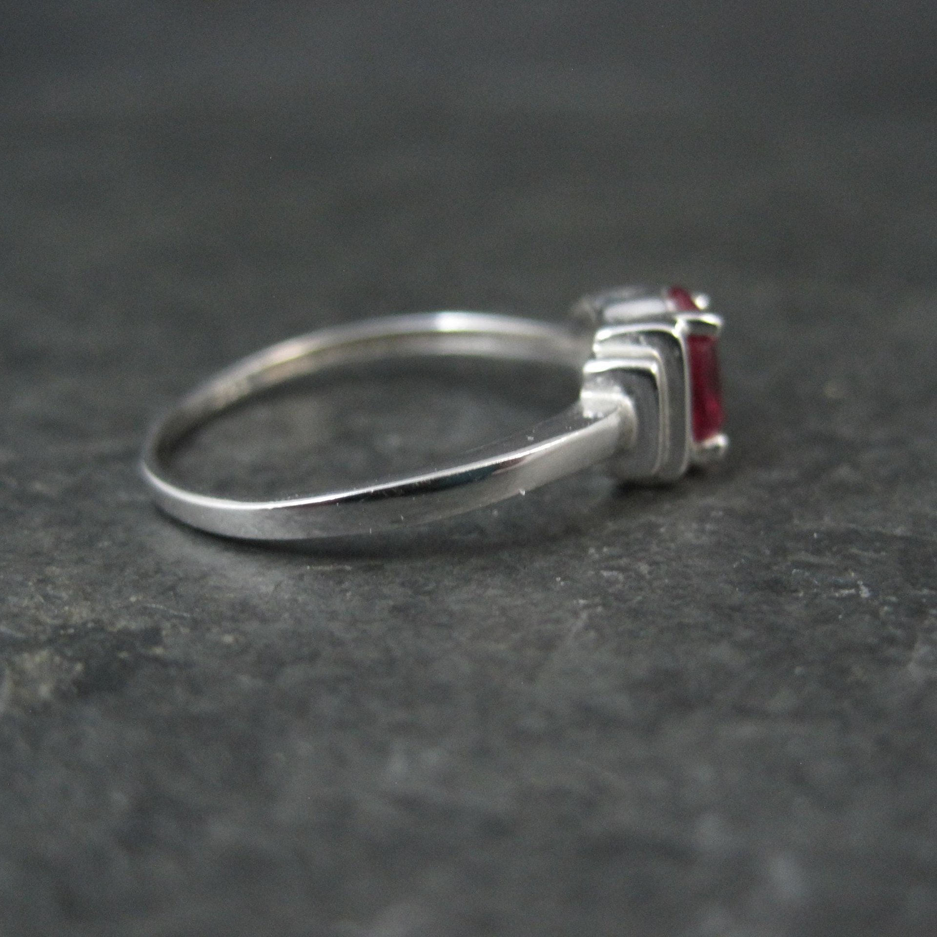 Estate Sterling Ruby Solitaire Ring Size 8