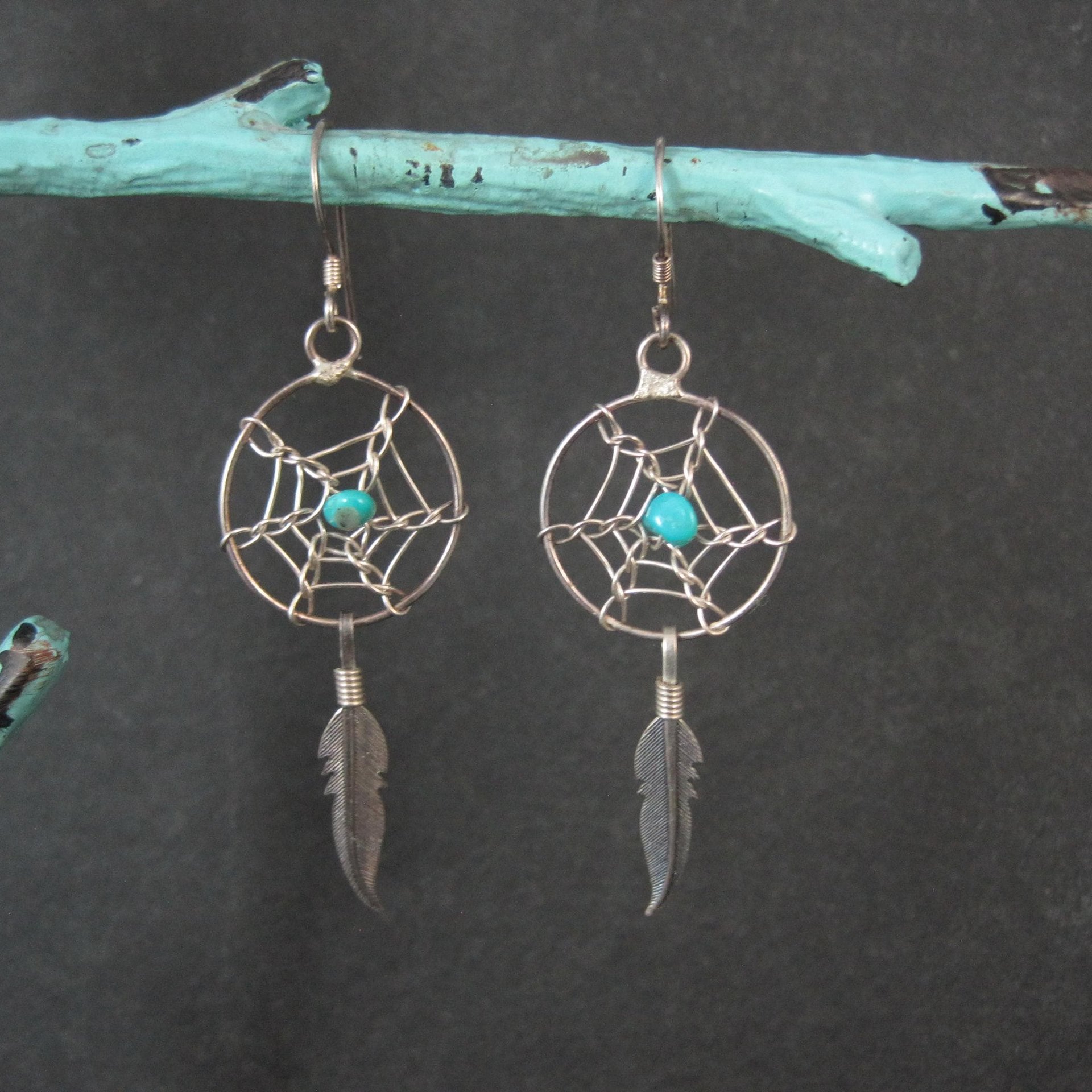 Vintage Dreamcatcher Earrings Sterling Silver