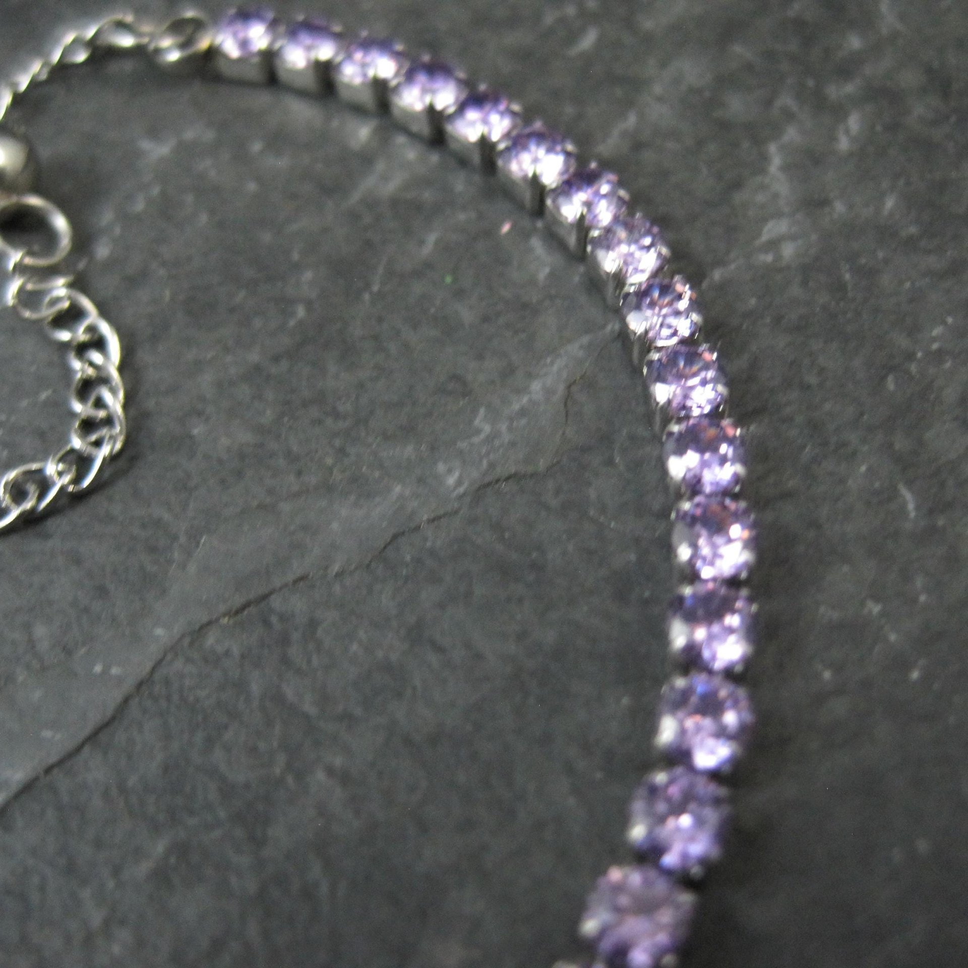 Estate Stainless Steel Purple Cz Tennis Bracelet 7-10"