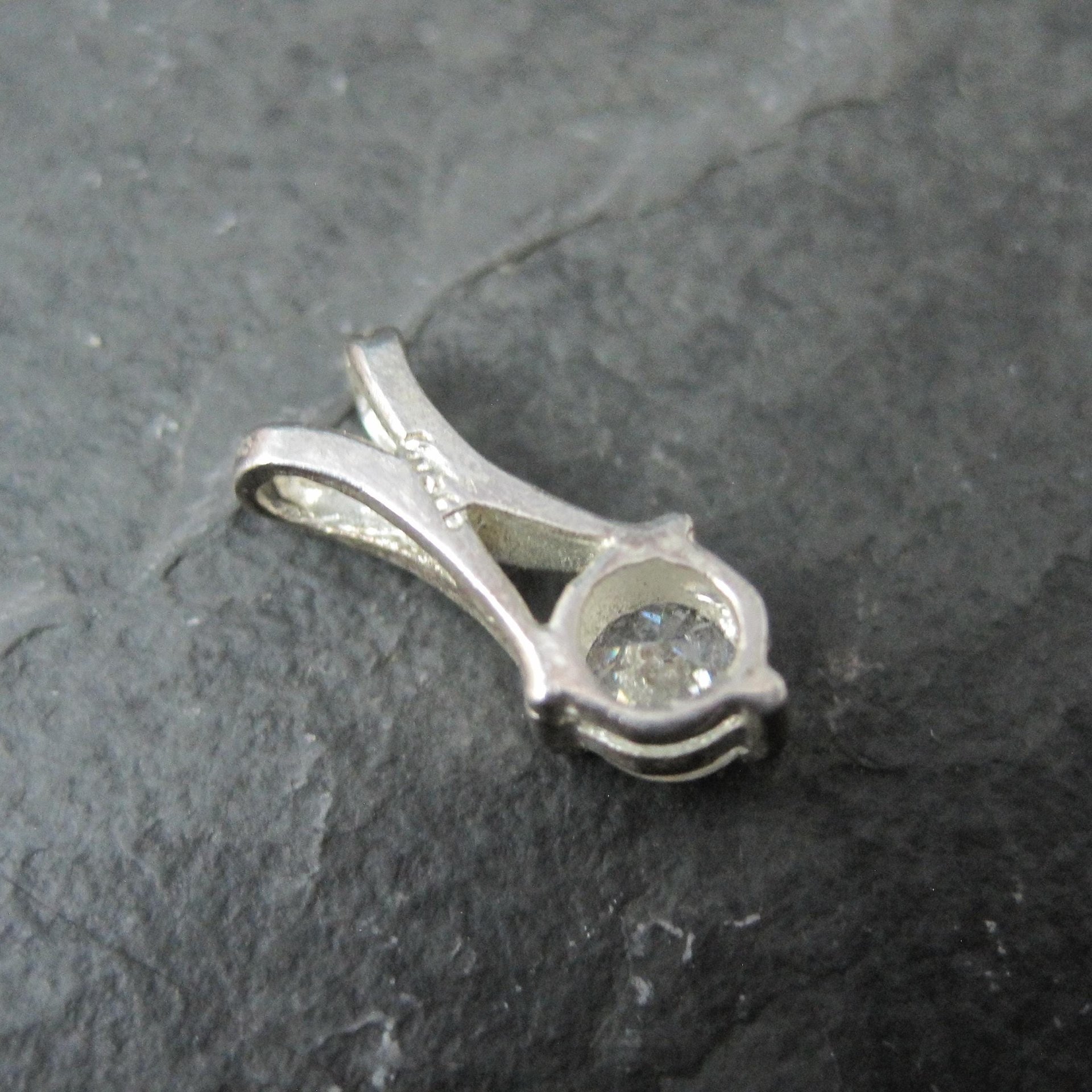 Tiny Sterling Silver Cz Pendant
