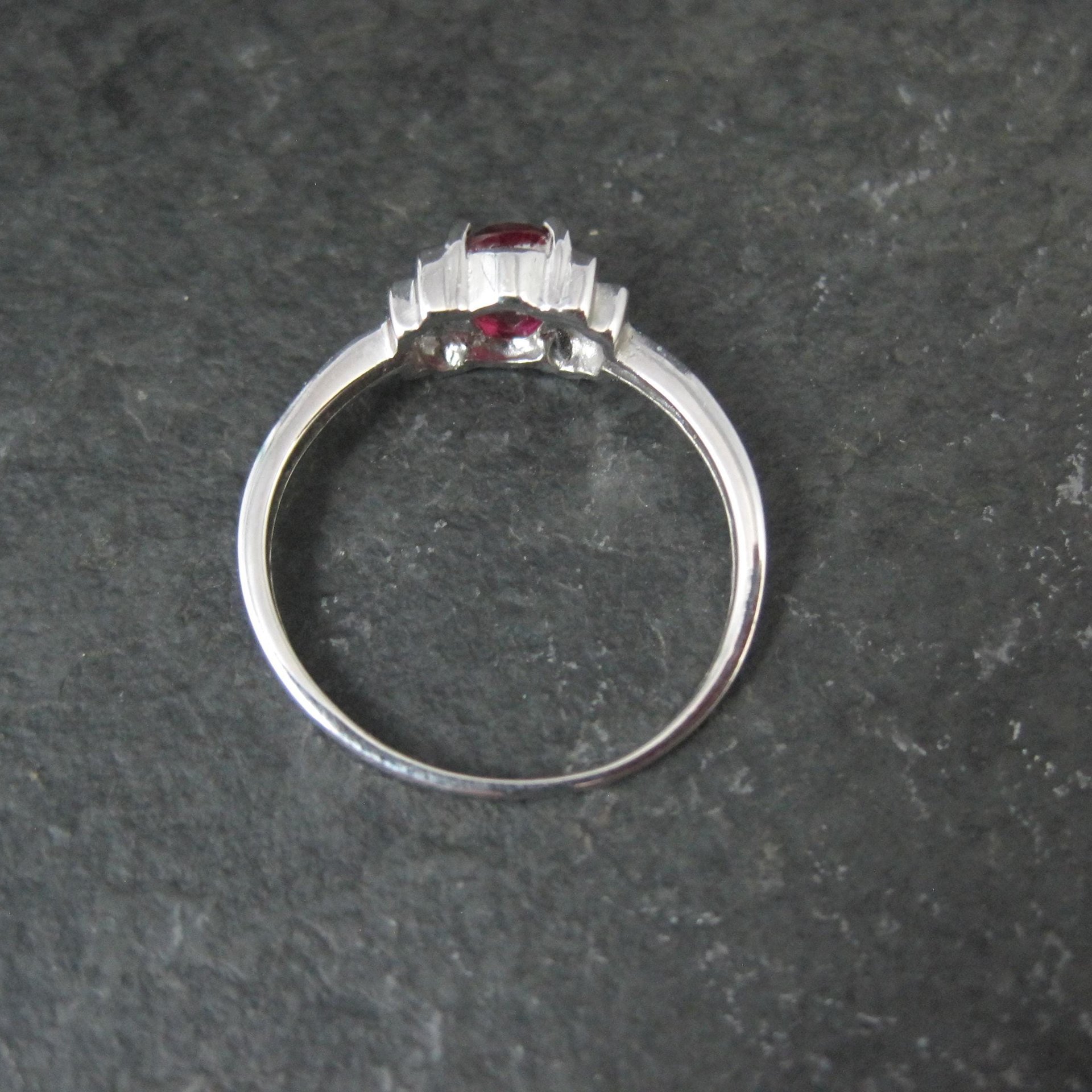 Estate Sterling Ruby Solitaire Ring Size 8