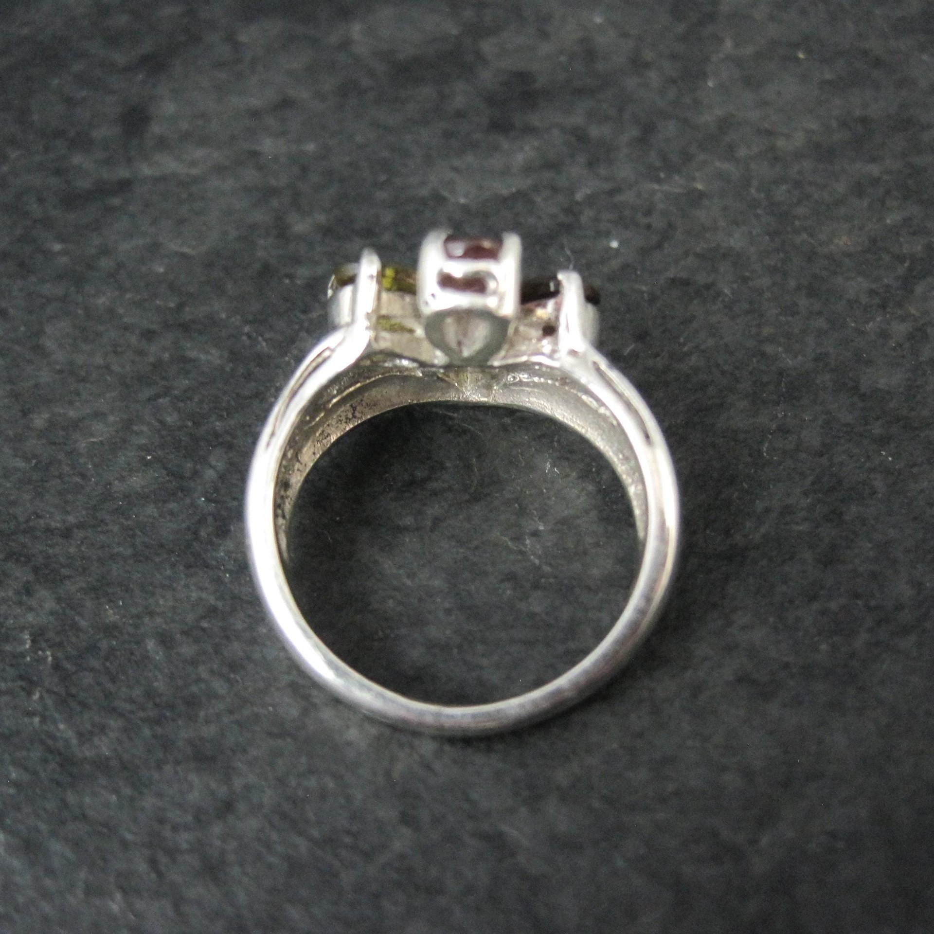 Multi Colored Tourmaline Ring Size 6 Sterling Silver