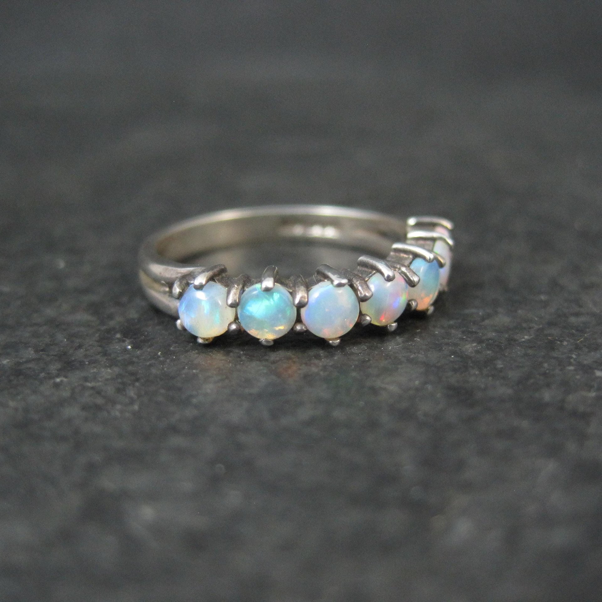 Vintage Sterling Opal Ring Size 5.5 British Silver