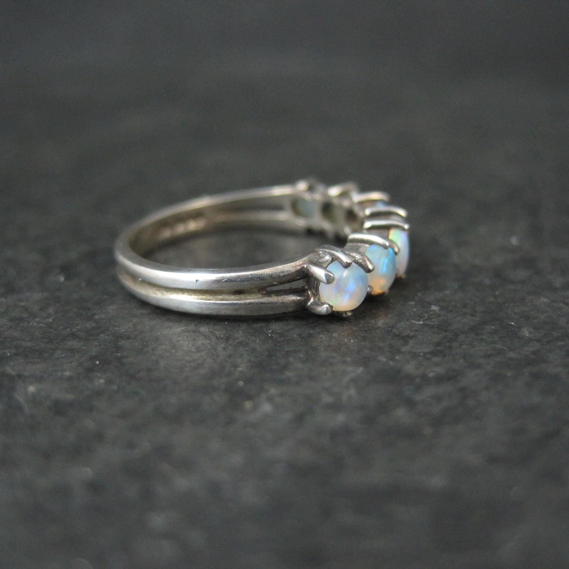 Vintage Sterling Opal Ring Size 5.5 British Silver