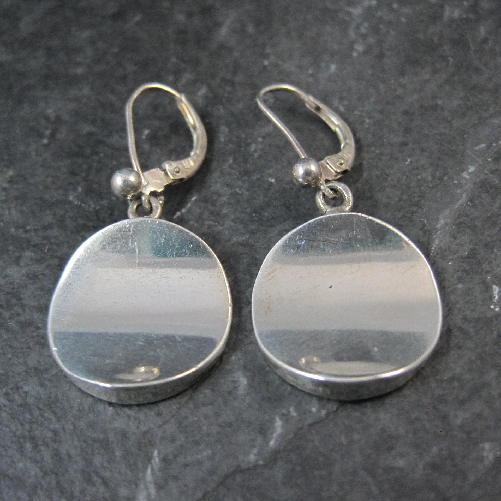 Vintage Sterling Concave Circle Earrings MCM Barra