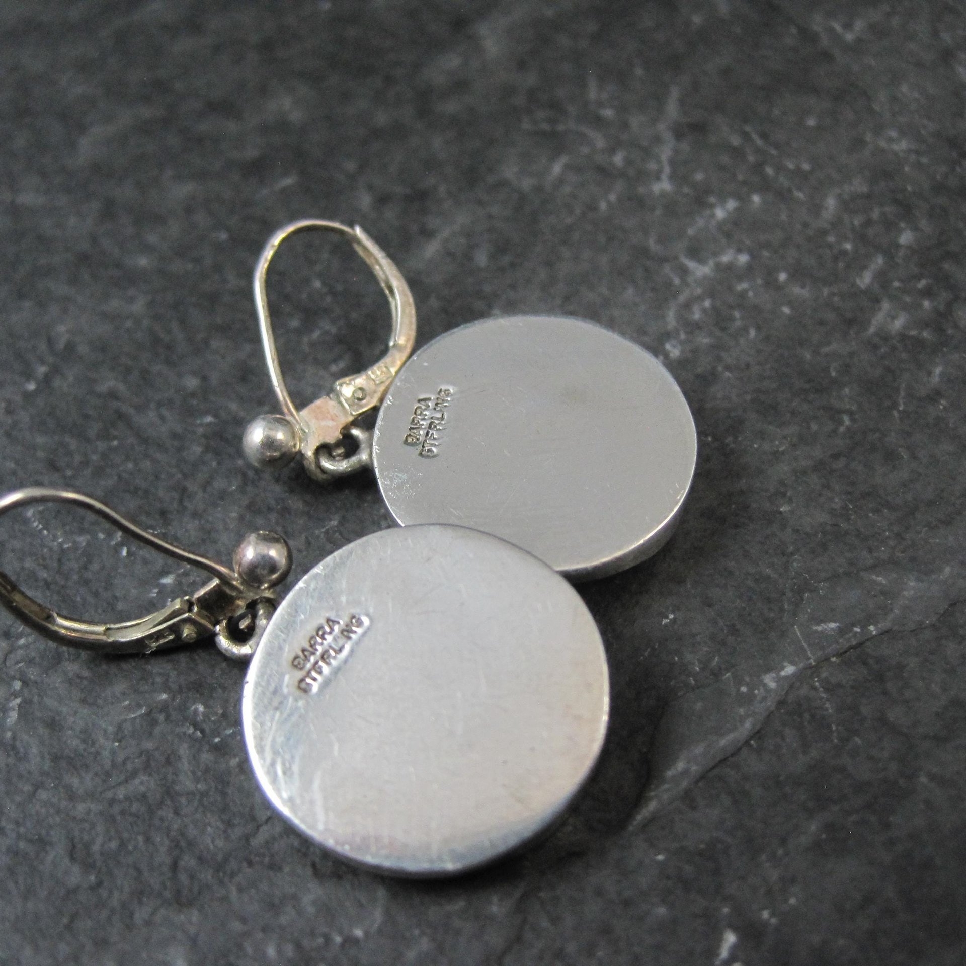 Vintage Sterling Concave Circle Earrings MCM Barra