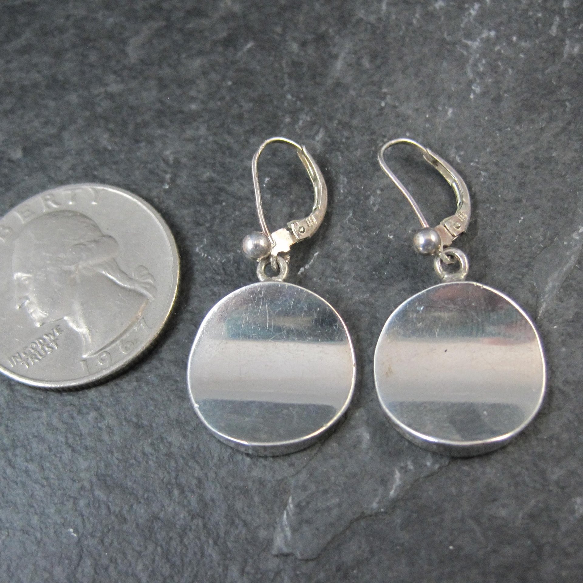 Vintage Sterling Concave Circle Earrings MCM Barra