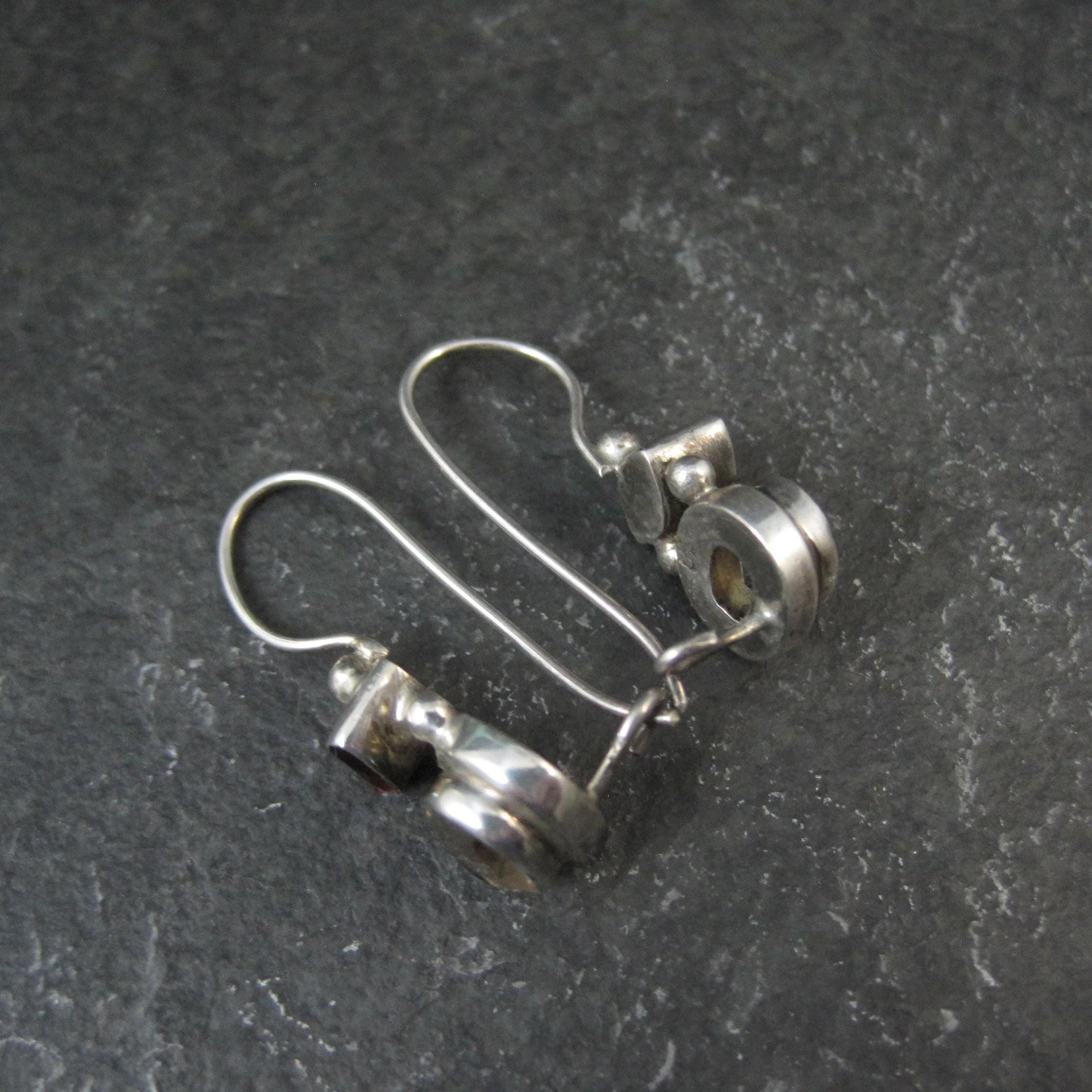 Sterling Garnet Smoky Quartz Earrings Latch Back