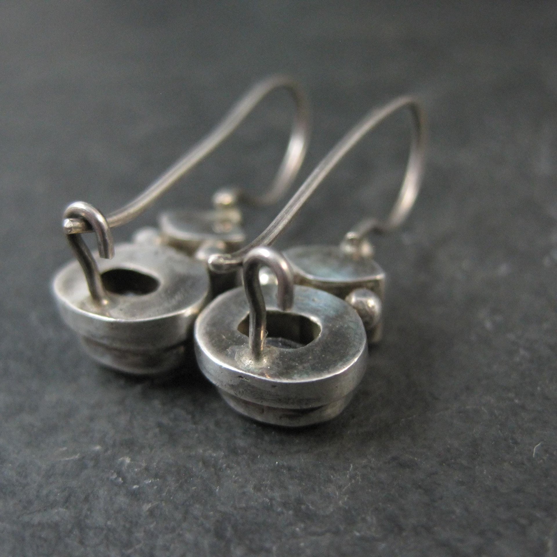 Sterling Garnet Smoky Quartz Earrings Latch Back