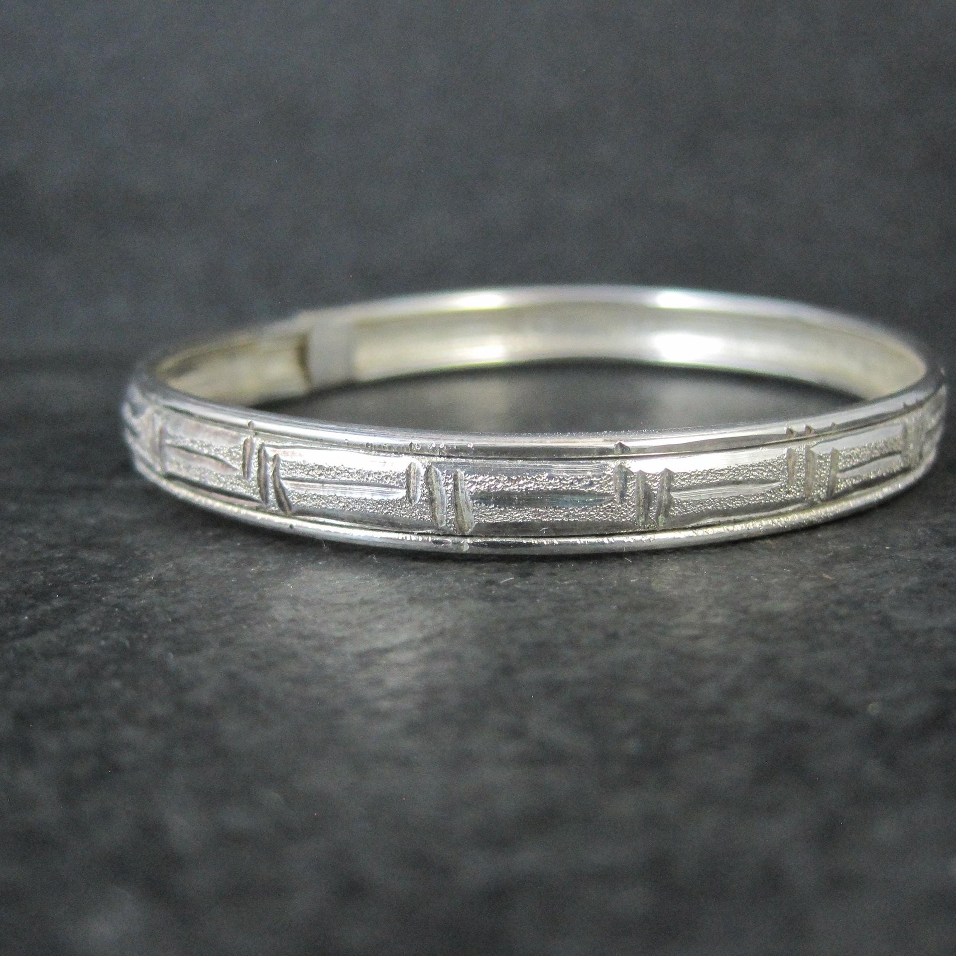 Vintage Diamond Cut Sterling Bangle Bracelet 6.75 Inches