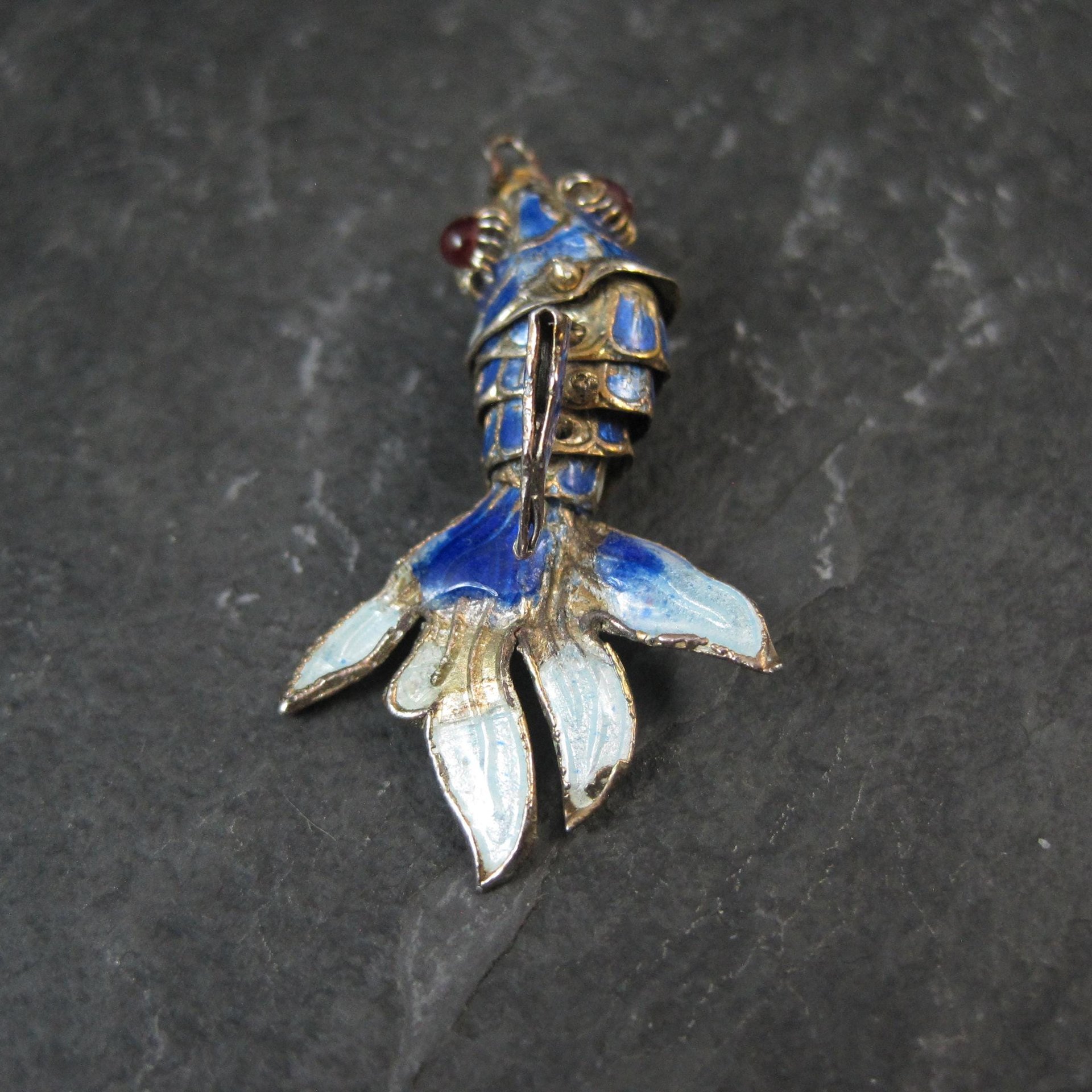 Vintage Blue Enamel Koi Fish Pendant Charms
