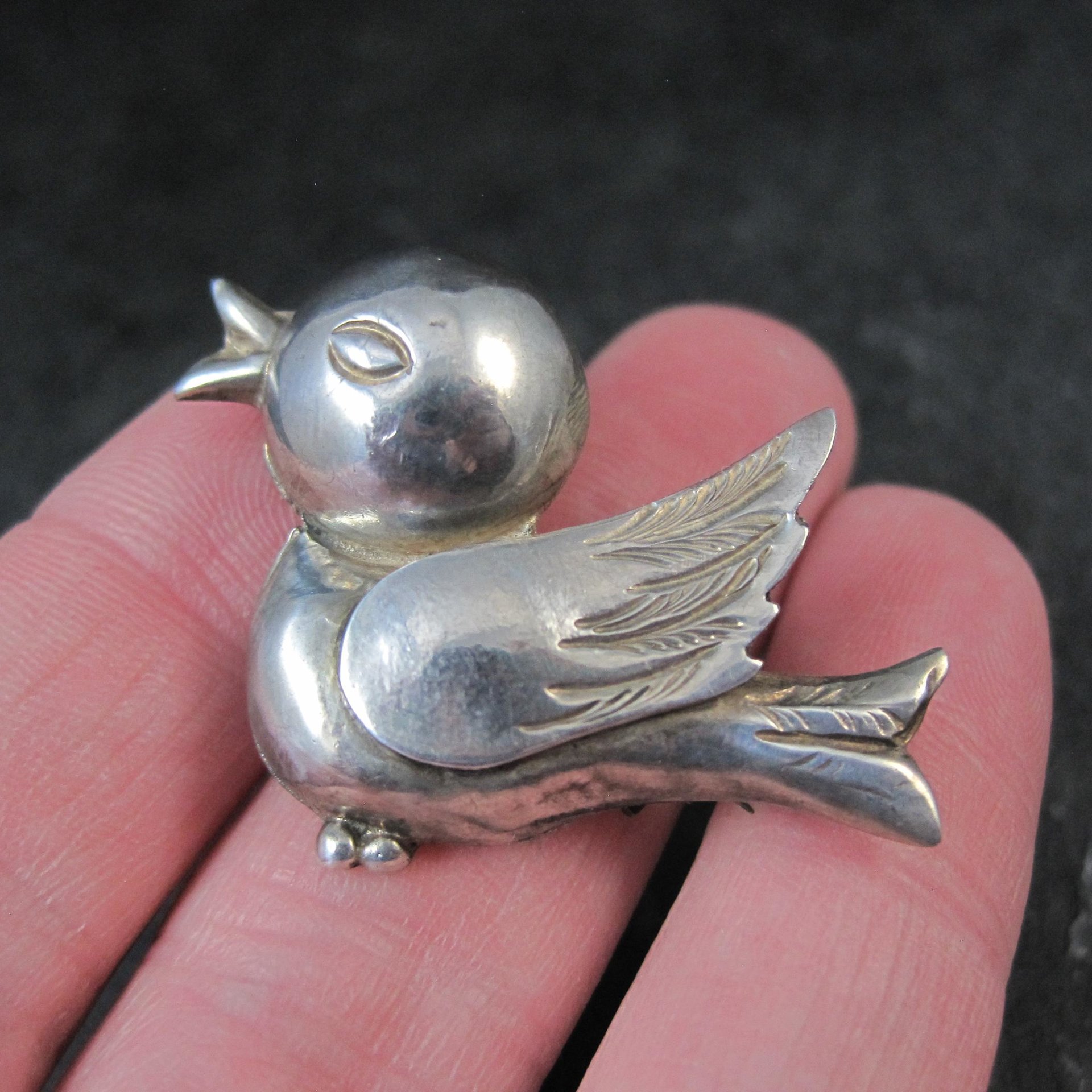 Vintage Sterling Bird Brooch Mexican Silver