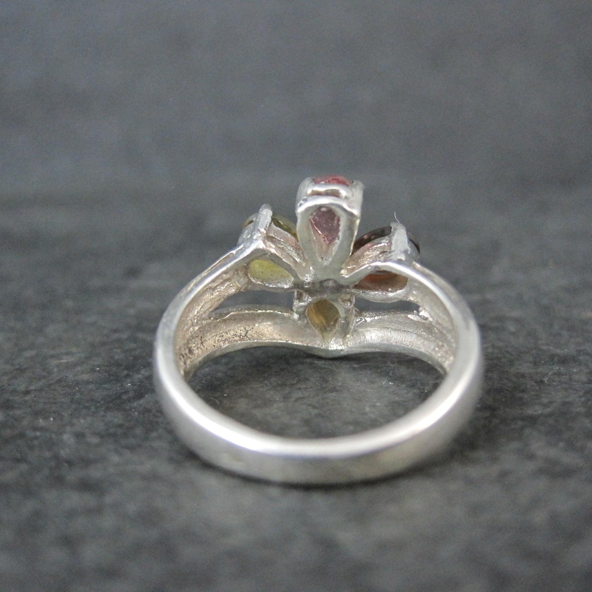 Multi Colored Tourmaline Ring Size 6 Sterling Silver