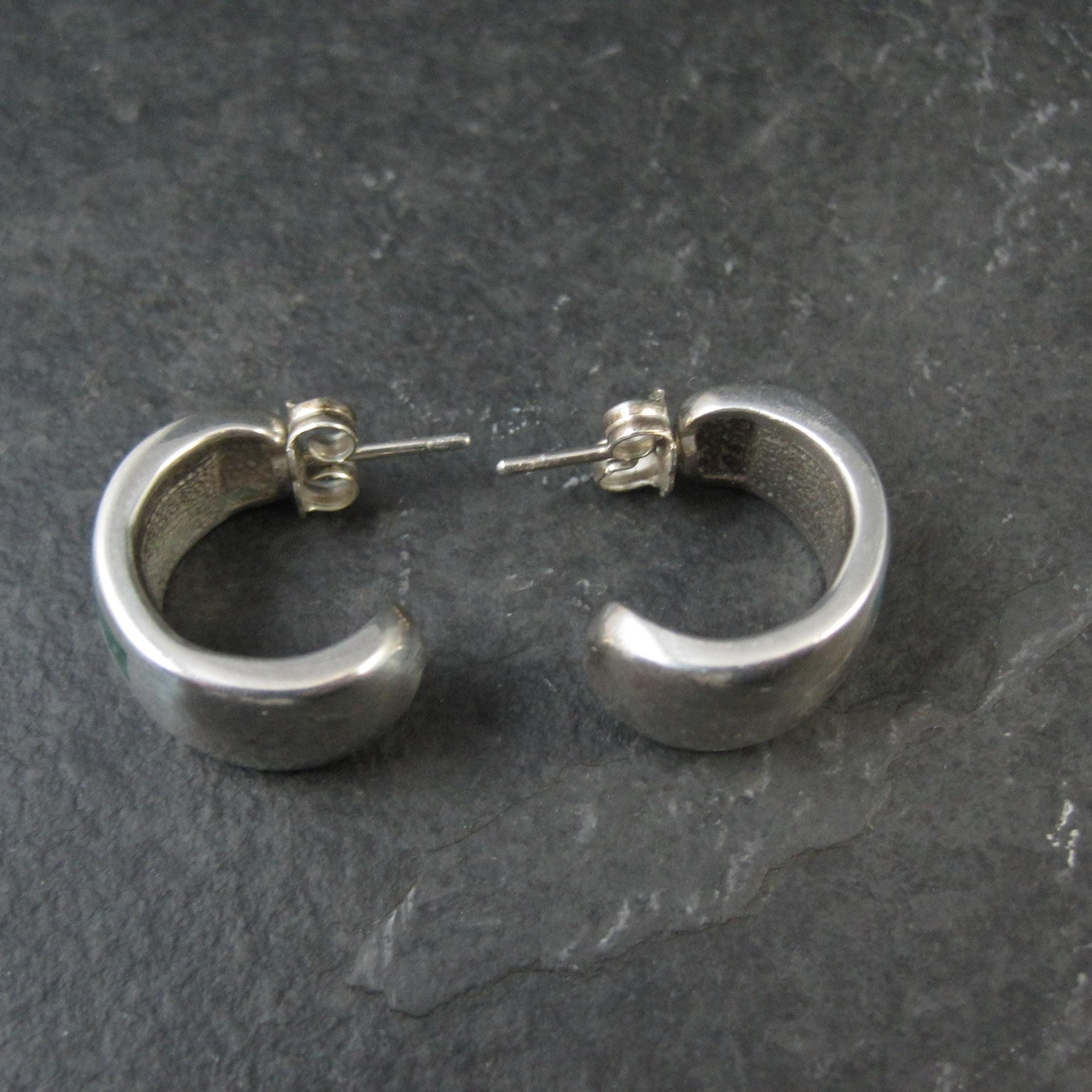 Vintage Inlaid Half Hoop Earrings Sterling Silver Coleman Company