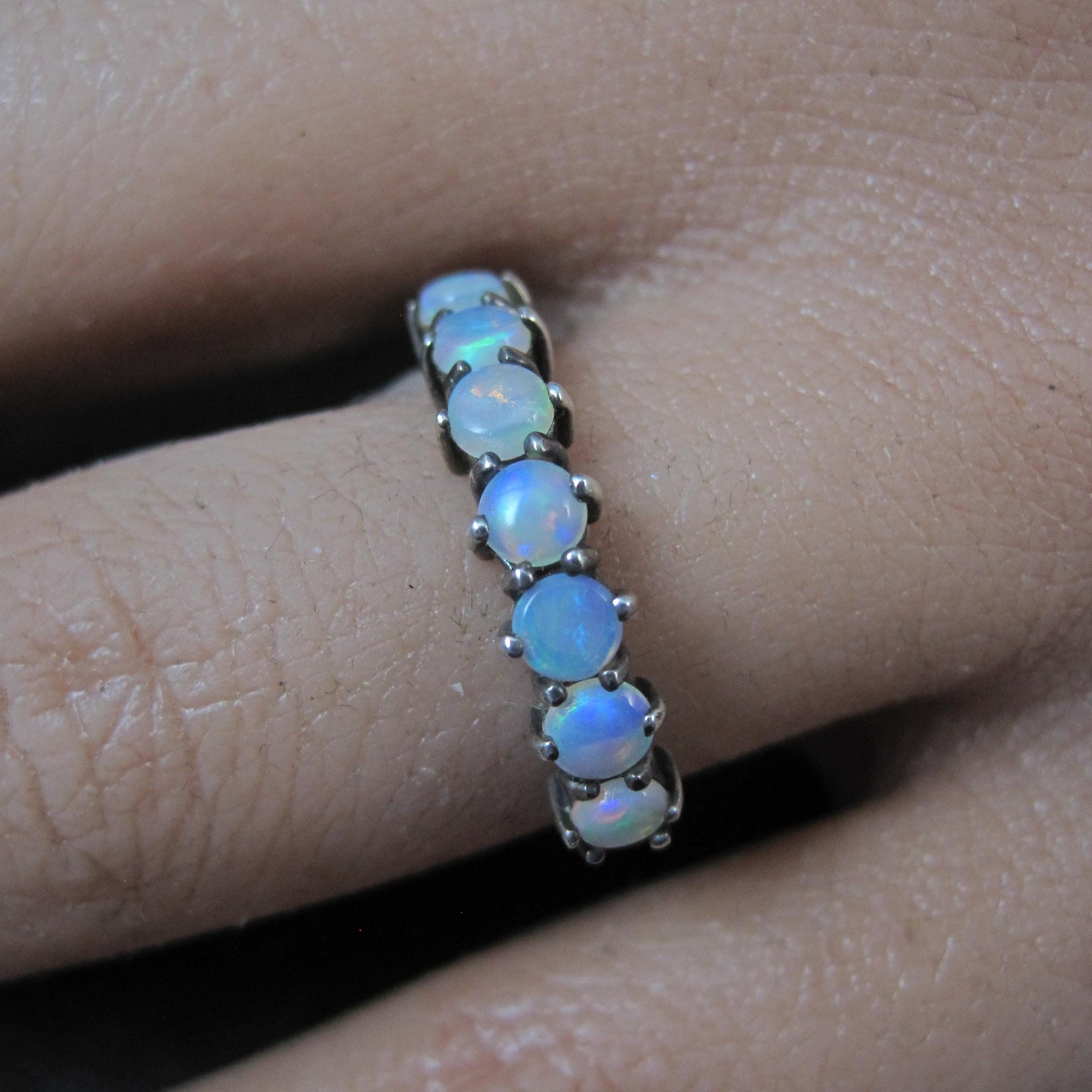 Vintage Sterling Opal Ring Size 5.5 British Silver
