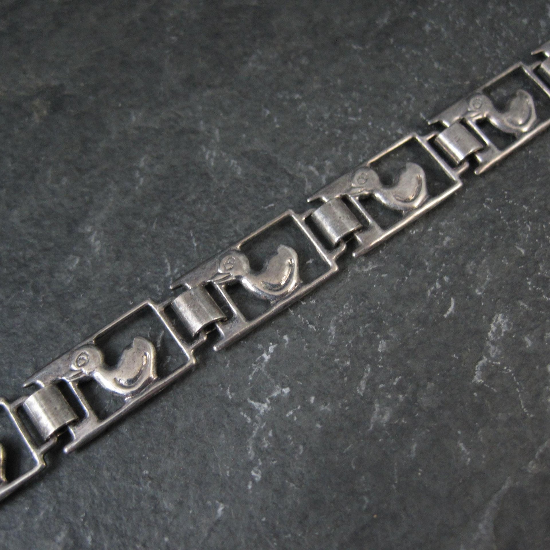 Vintage Sterling Duck Bracelet 7.25" Italian Silver