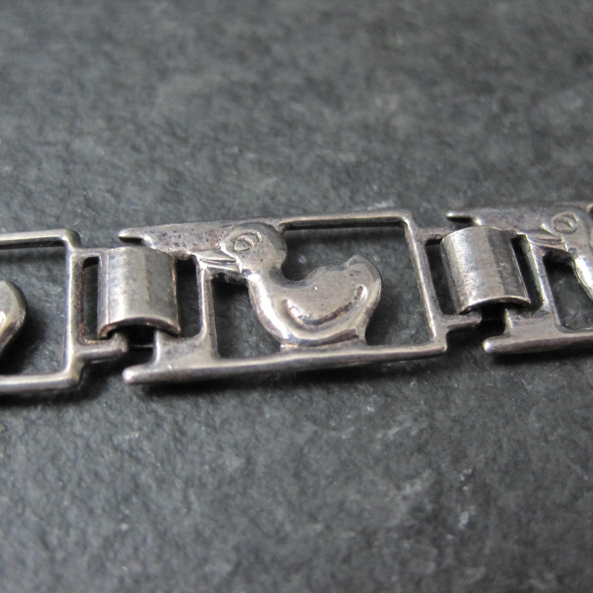 Vintage Sterling Duck Bracelet 7.25" Italian Silver